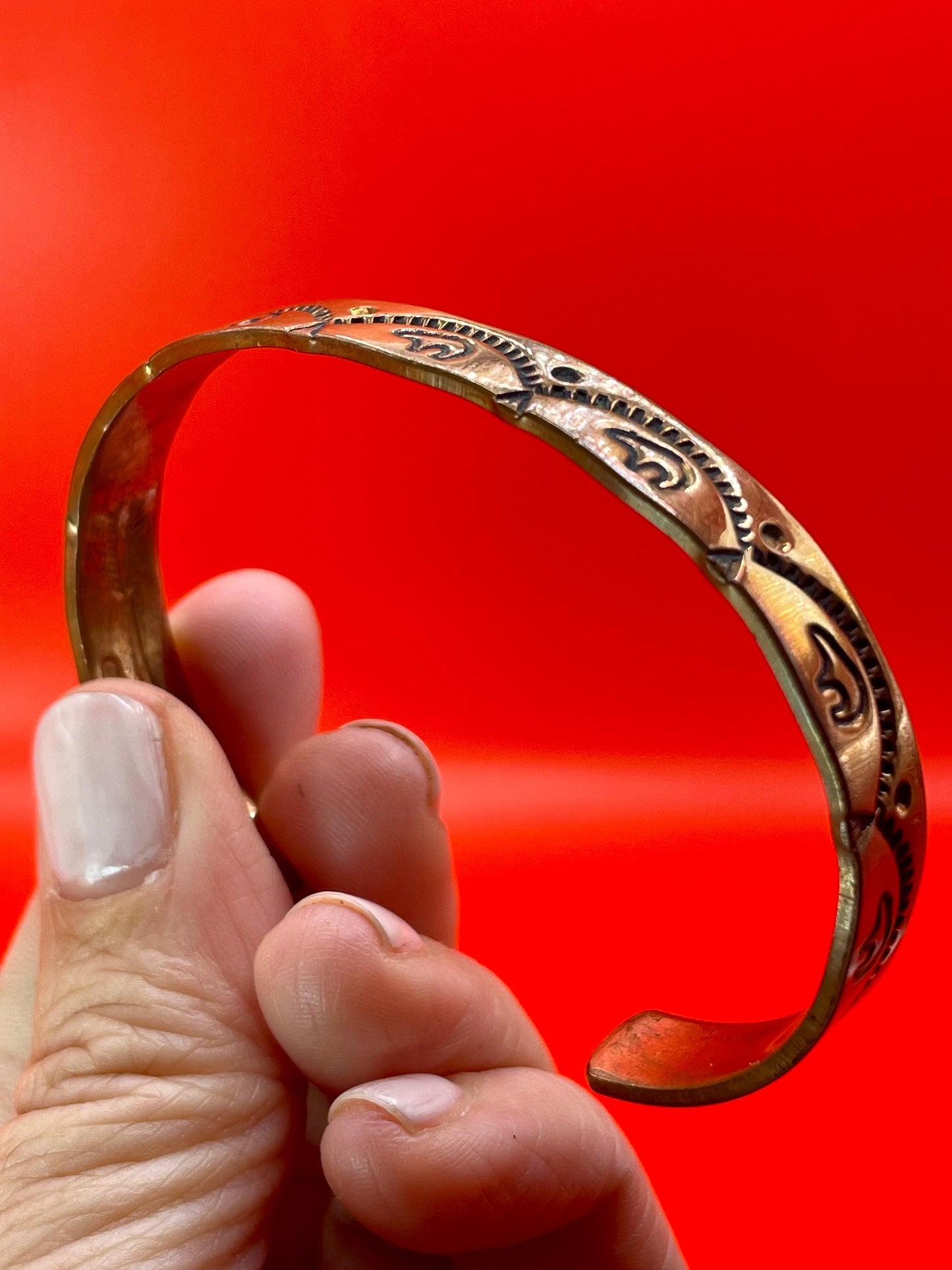 Copper Cuff Bracelet with Bear Design