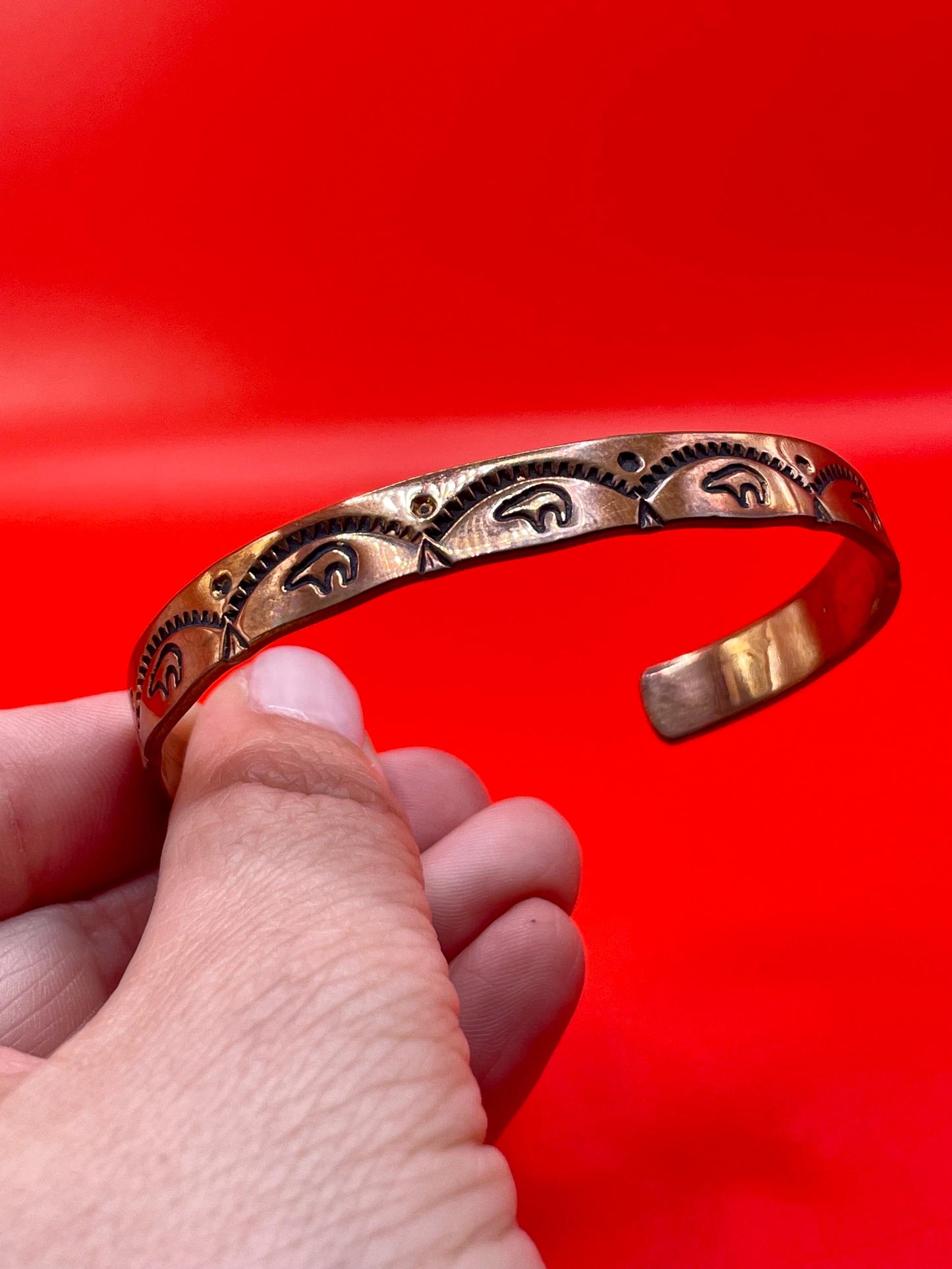 Copper Cuff Bracelet with Bear Design