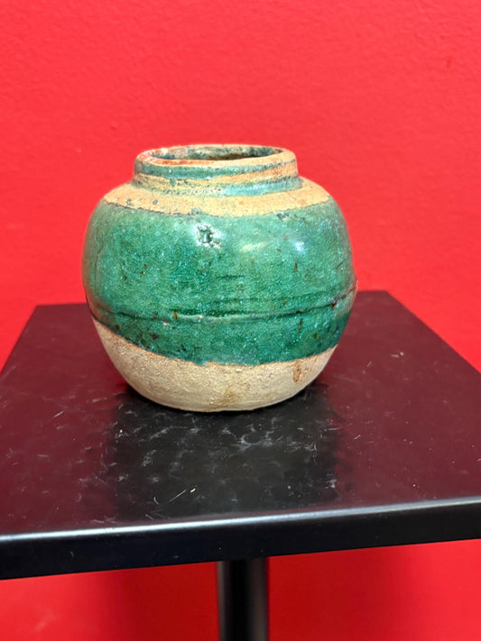 Early ancient Chinese pot with amazing glaze - 4 inches tall  good antique condition. See photos.
