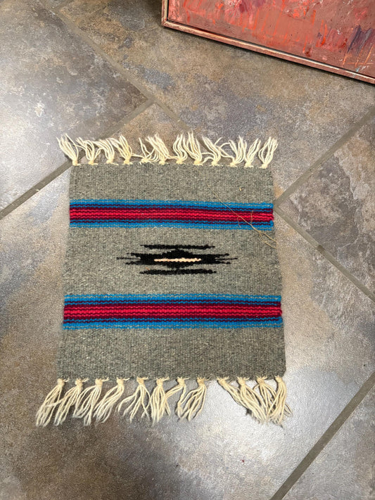 Beautiful Navajo hand woven wool textile  approximately 14 x 10 wide  great design and great condition