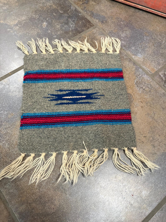 Beautiful Navajo hand woven wool textile  approximately 14 x 10 wide  great design and great condition