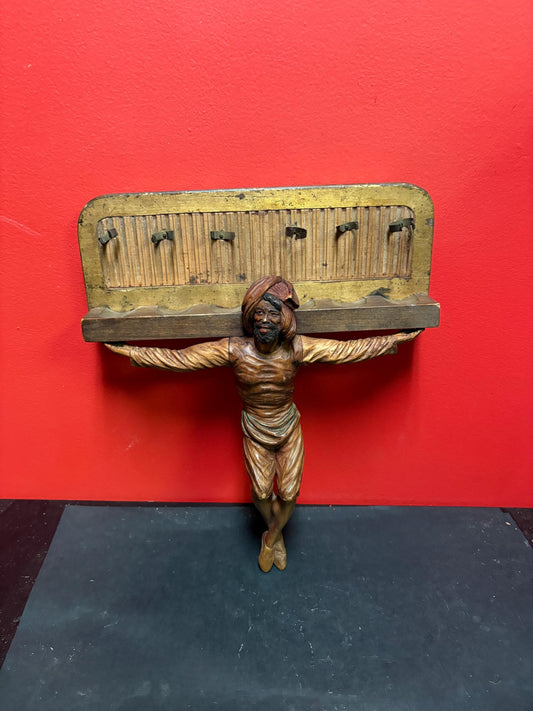 Outstanding antique 17 x 14 inch wide pipe holder Persian religious piece of art  tobacco  great condition  hangs  wow