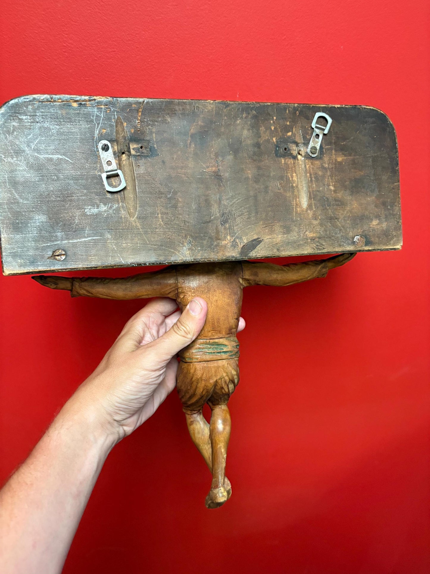 Outstanding antique 17 x 14 inch wide pipe holder Persian religious piece of art  tobacco  great condition  hangs  wow