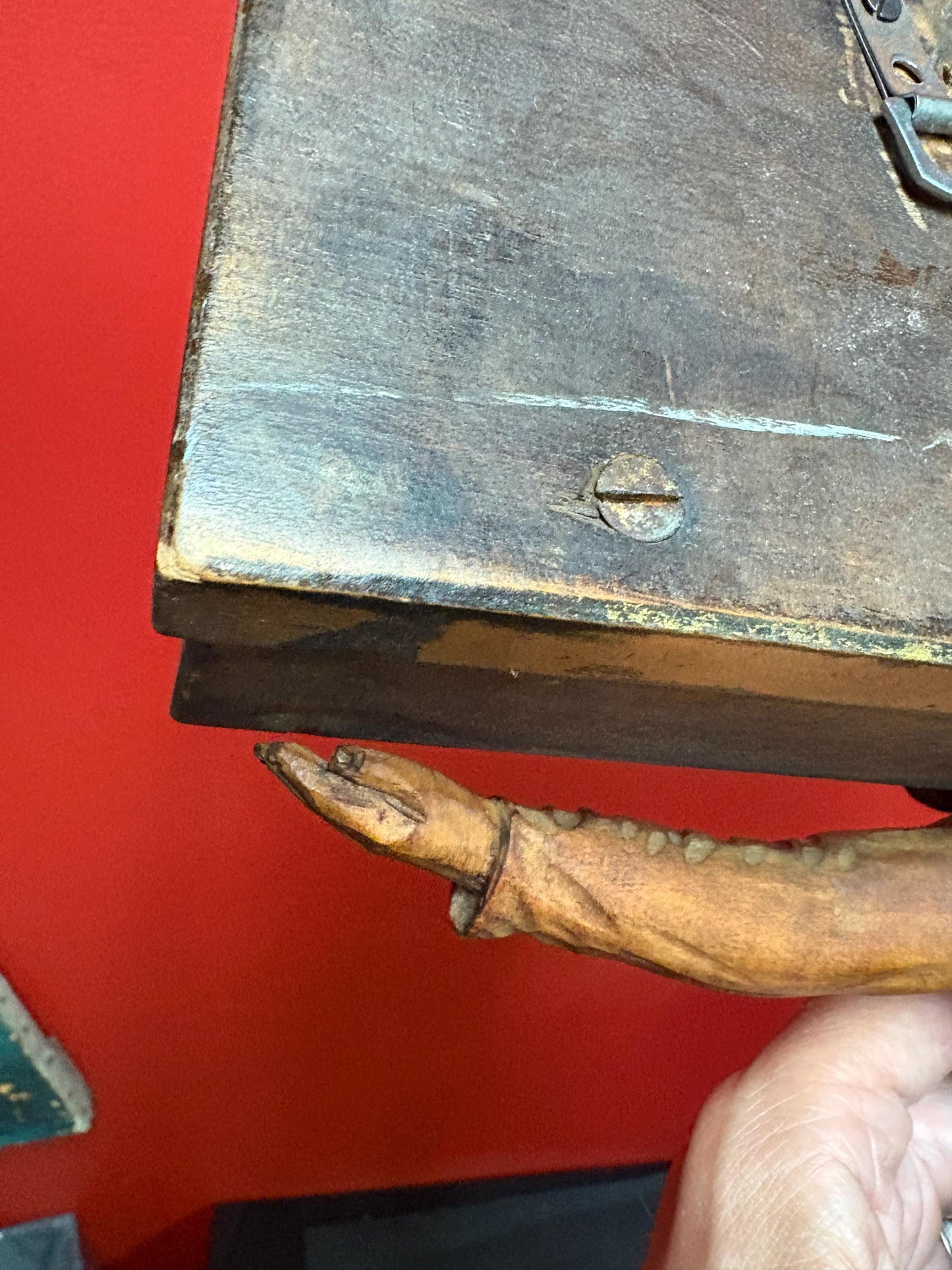 Outstanding antique 17 x 14 inch wide pipe holder Persian religious piece of art  tobacco  great condition  hangs  wow