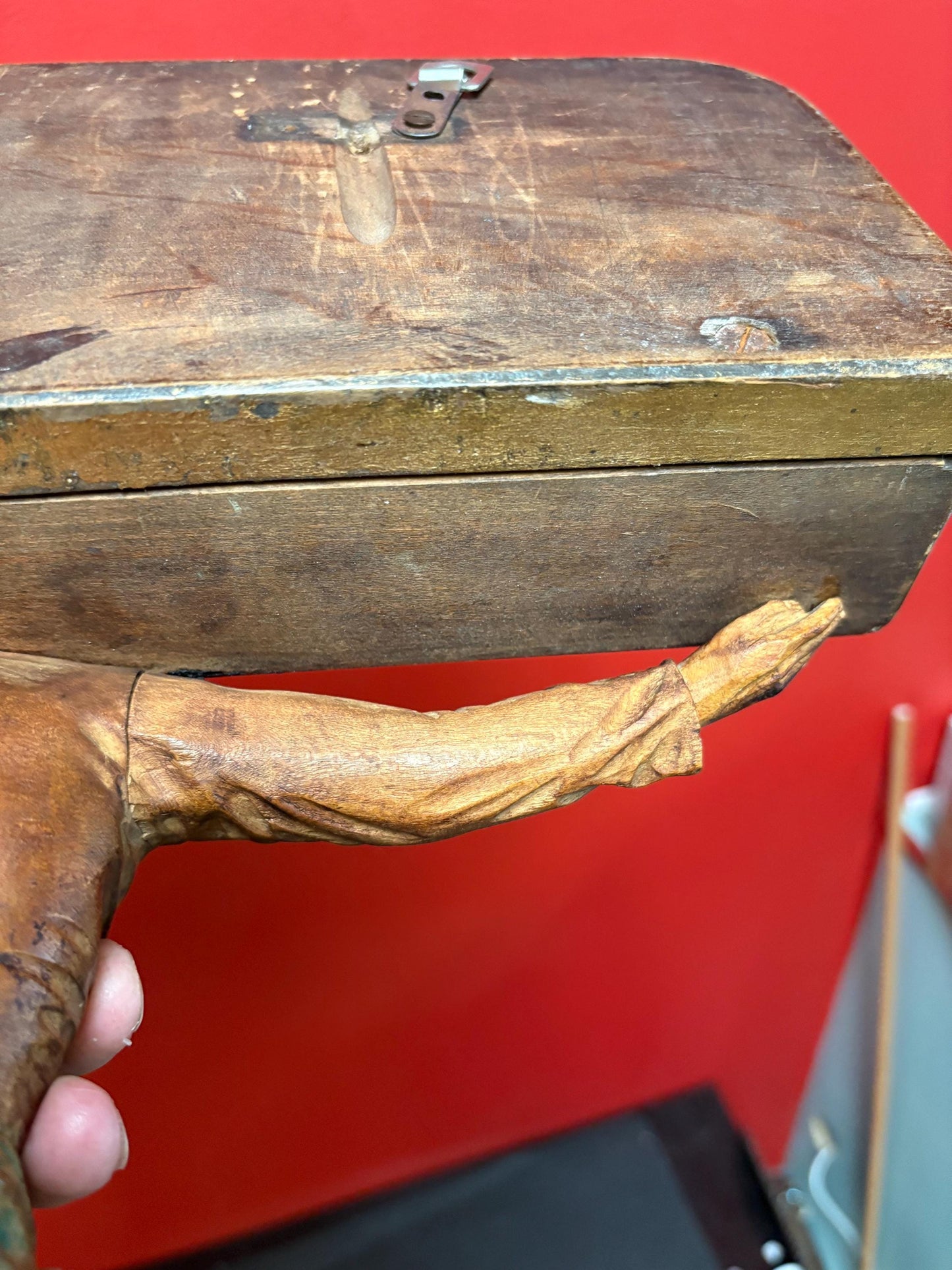 Outstanding antique 17 x 14 inch wide pipe holder Persian religious piece of art  tobacco  great condition  hangs  wow