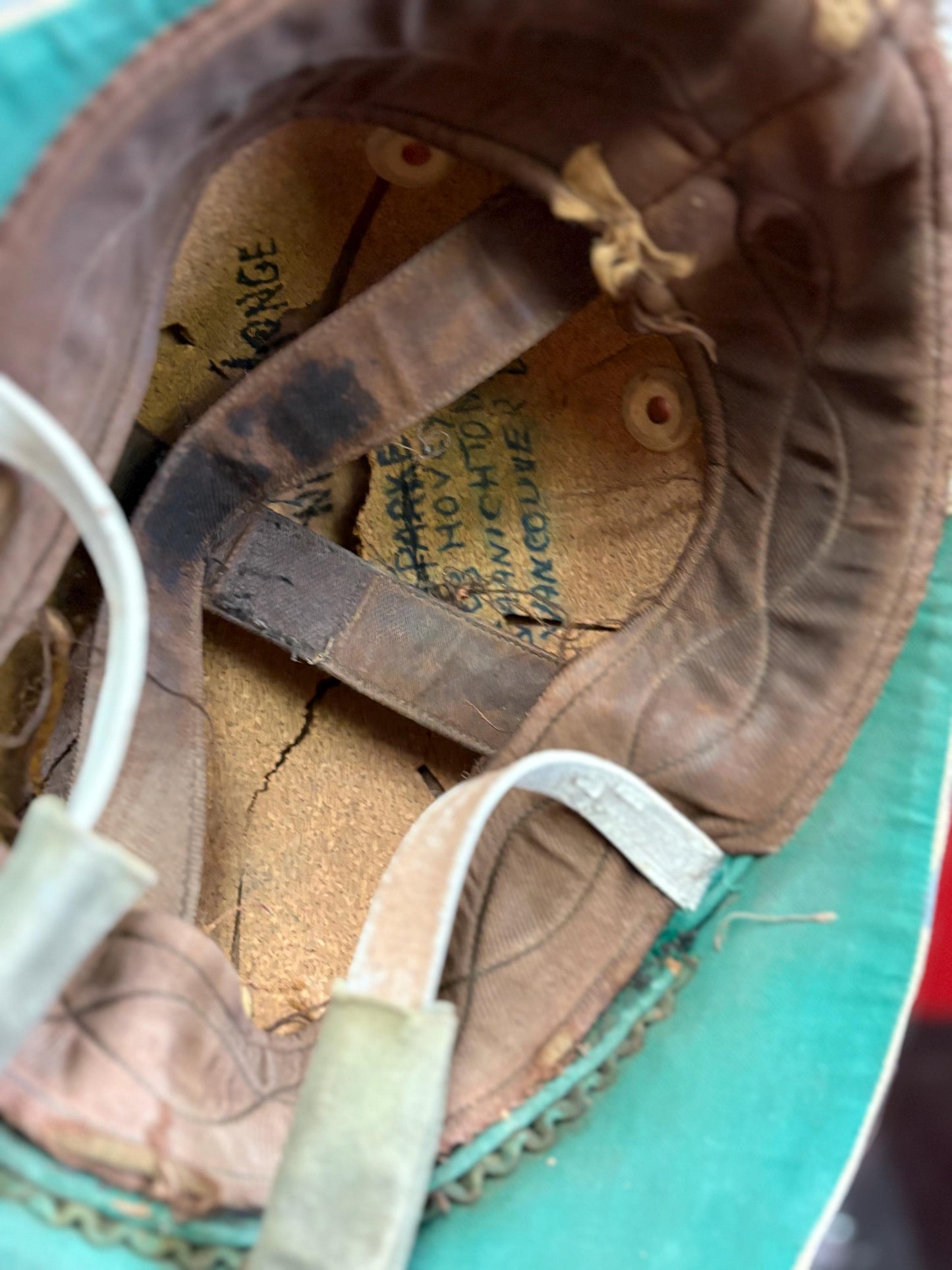 Magnificent approx 1930s New York Yankees baseball helmet - used condition 8.5 x 7 wide inside measurements  incredible gift Yankees