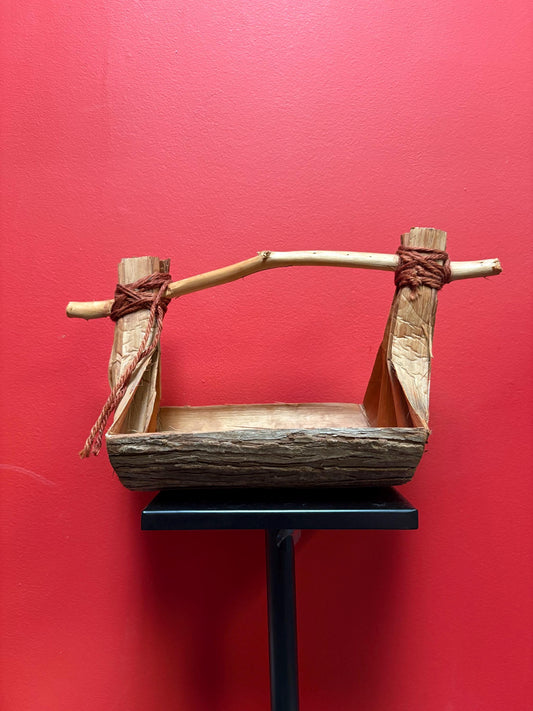 Beautiful indigenous first nations west coast cedar bark bailer 13 x 8 x 9 inches high  good condition