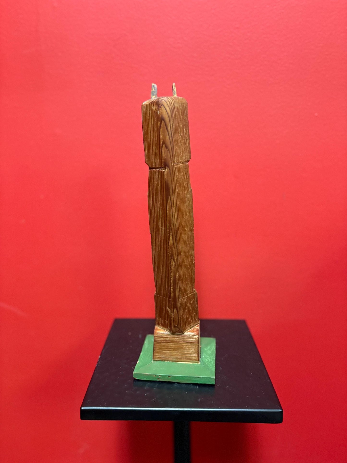 Antique primitive indigenous first nation specific north Northwest coast signed  totem pole in great condition by Larry H - 12 inches tall