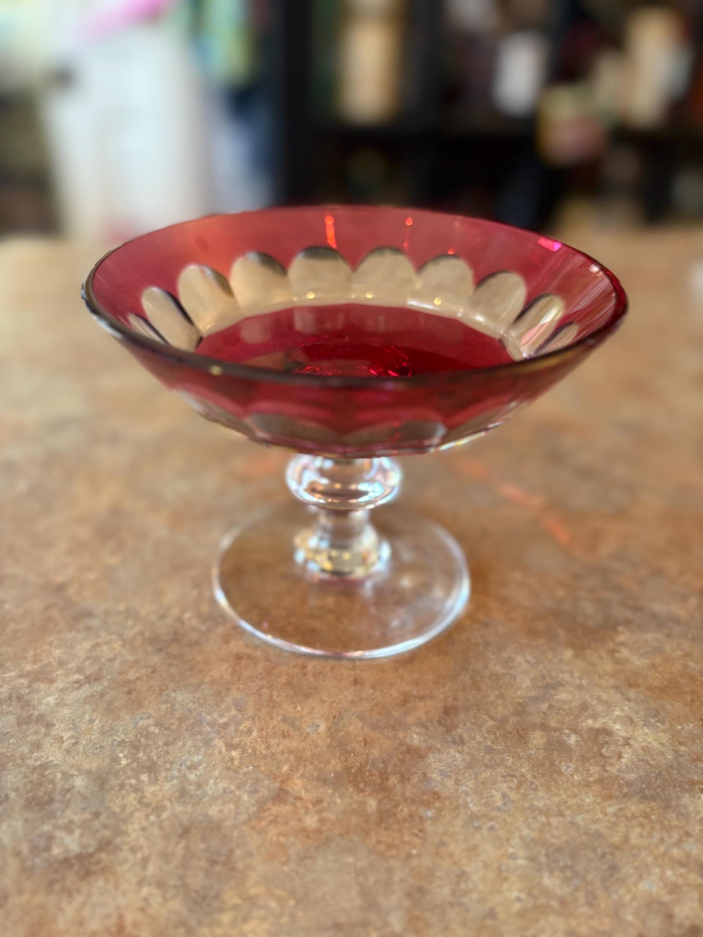 Stunning vintage  6 x 5 high  VAL ST. LAMBERT Cut clear crystal compote signed. amazing condition  signed by artist