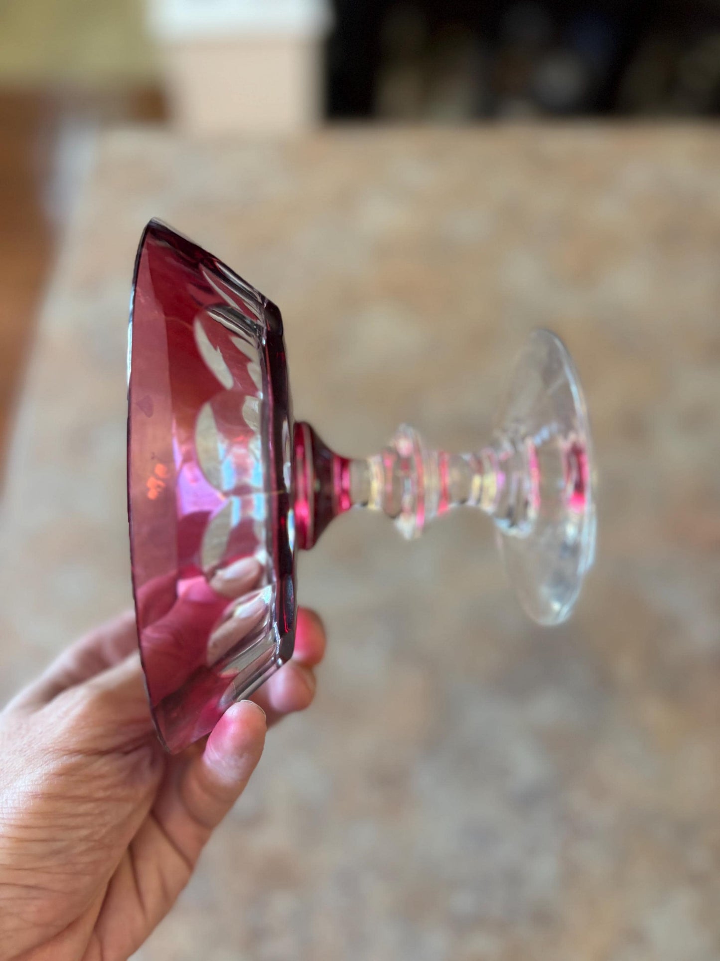 Stunning vintage  6 x 5 high  VAL ST. LAMBERT Cut clear crystal compote signed. amazing condition  signed by artist