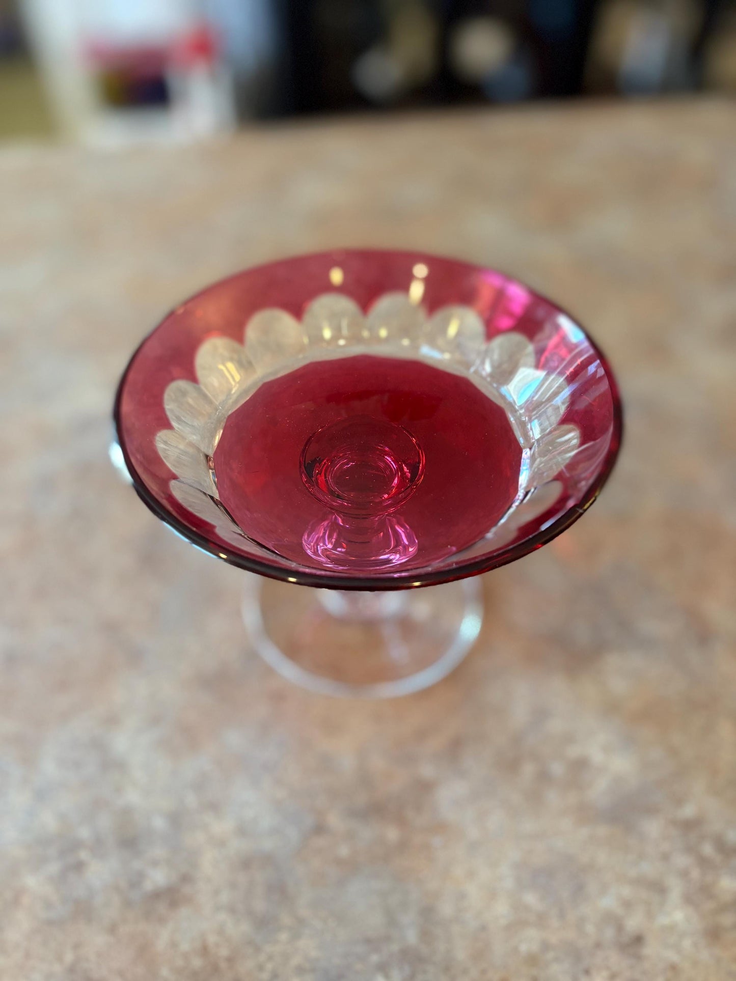 Stunning vintage  6 x 5 high  VAL ST. LAMBERT Cut clear crystal compote signed. amazing condition  signed by artist