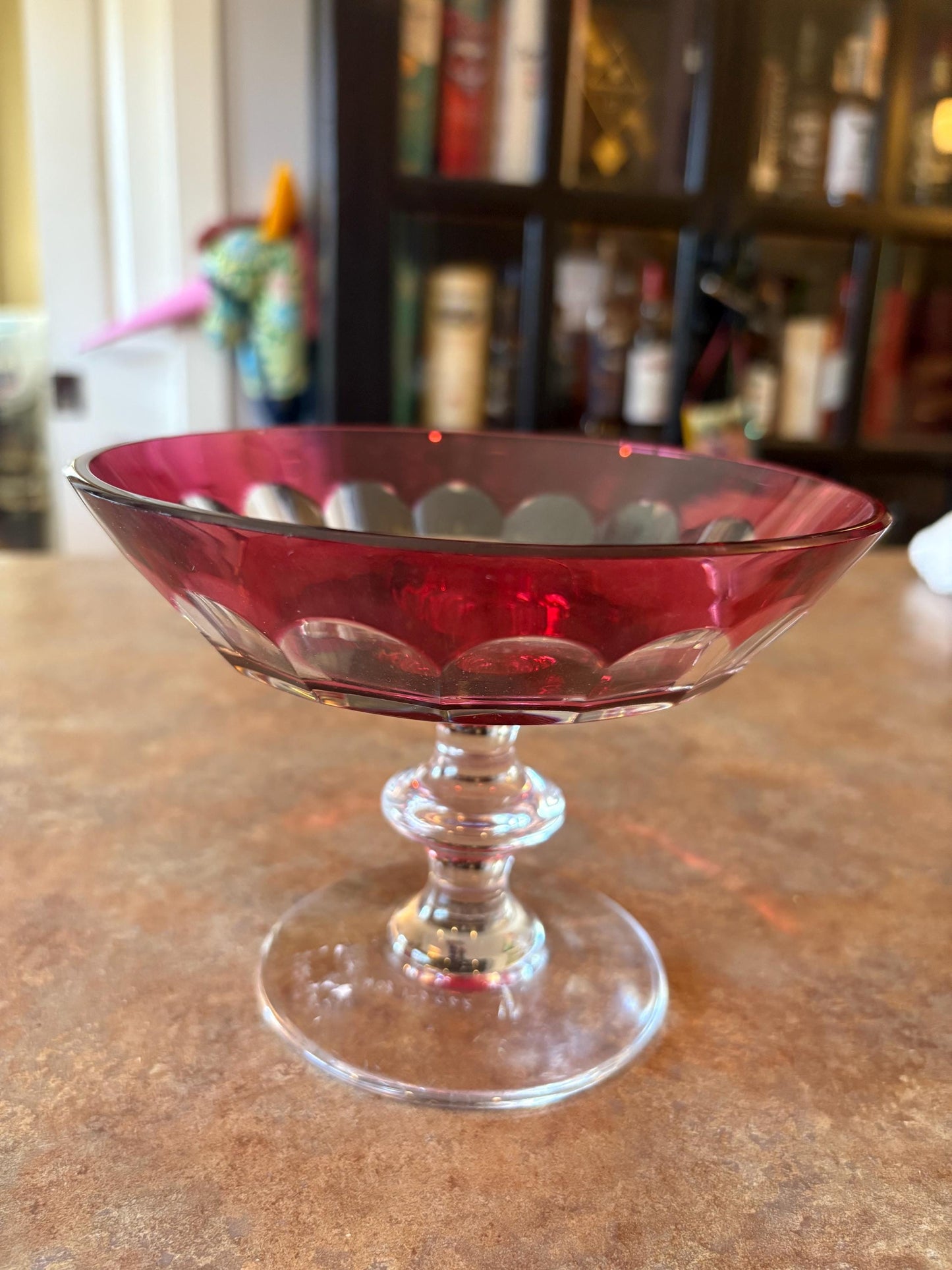 Stunning vintage  6 x 5 high  VAL ST. LAMBERT Cut clear crystal compote signed. amazing condition  signed by artist