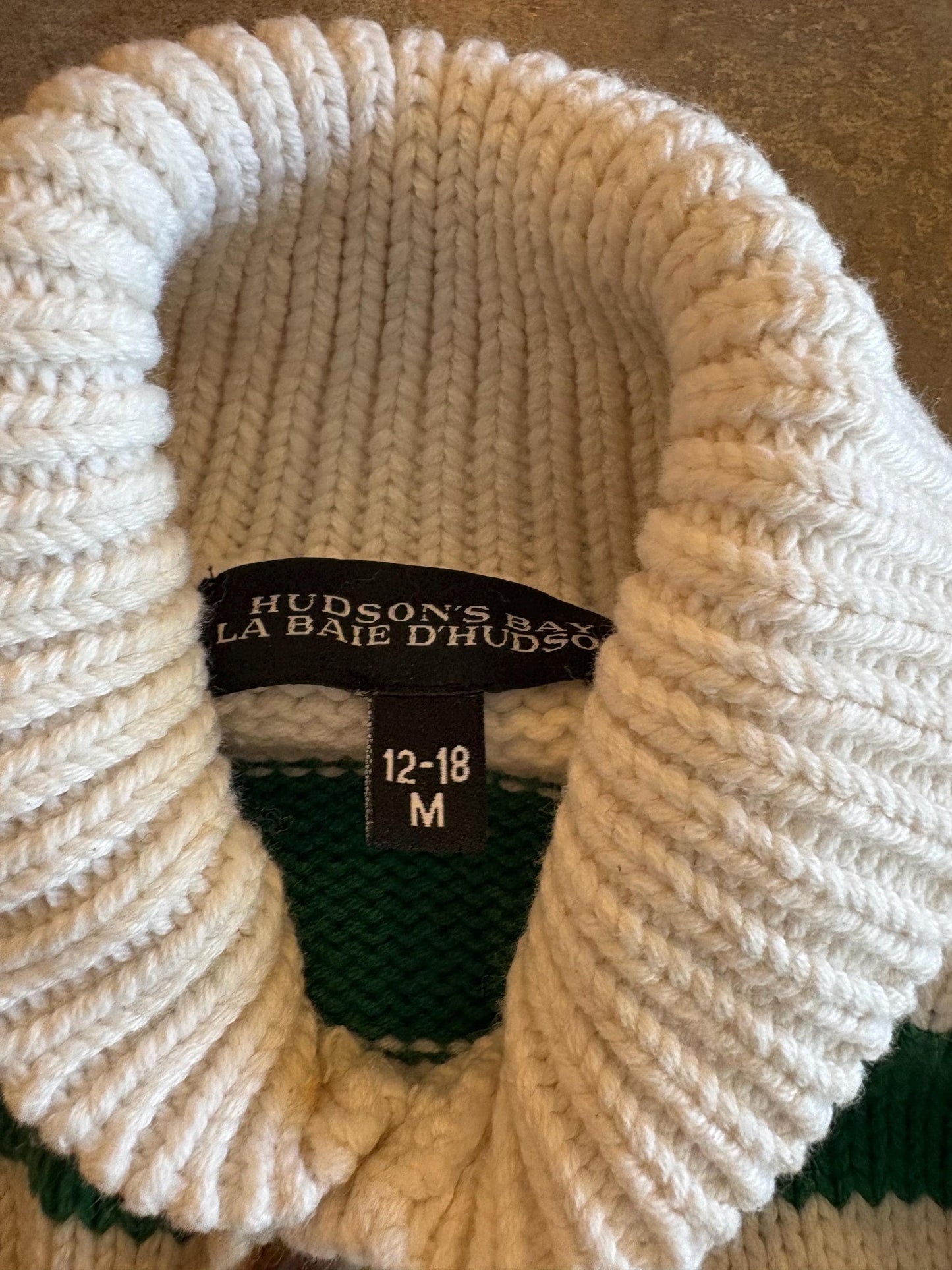 Beautiful HBC Hudson Bay Company like brand new 12 to 18 month old knitted cotton mittens and sweater jacket   adorable  hard to find
