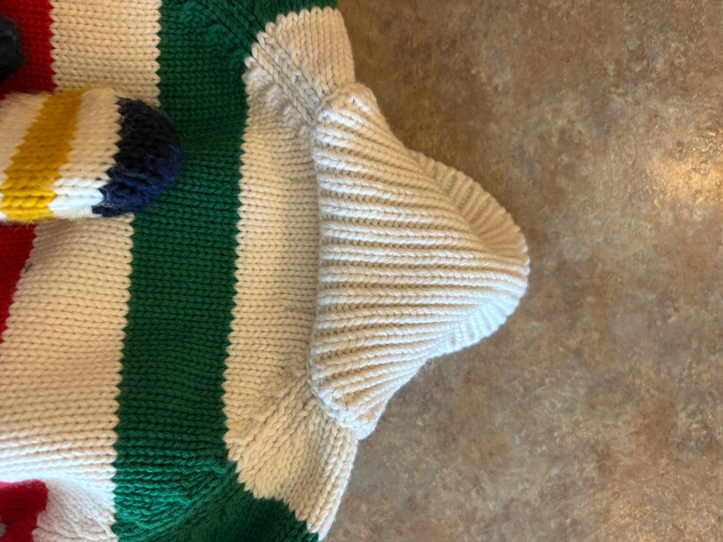 Beautiful HBC Hudson Bay Company like brand new 12 to 18 month old knitted cotton mittens and sweater jacket   adorable  hard to find