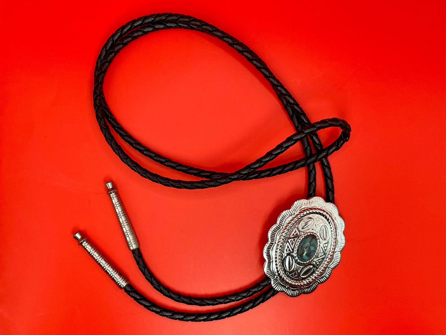 Classic Western Bolo Tie with Bead Accent