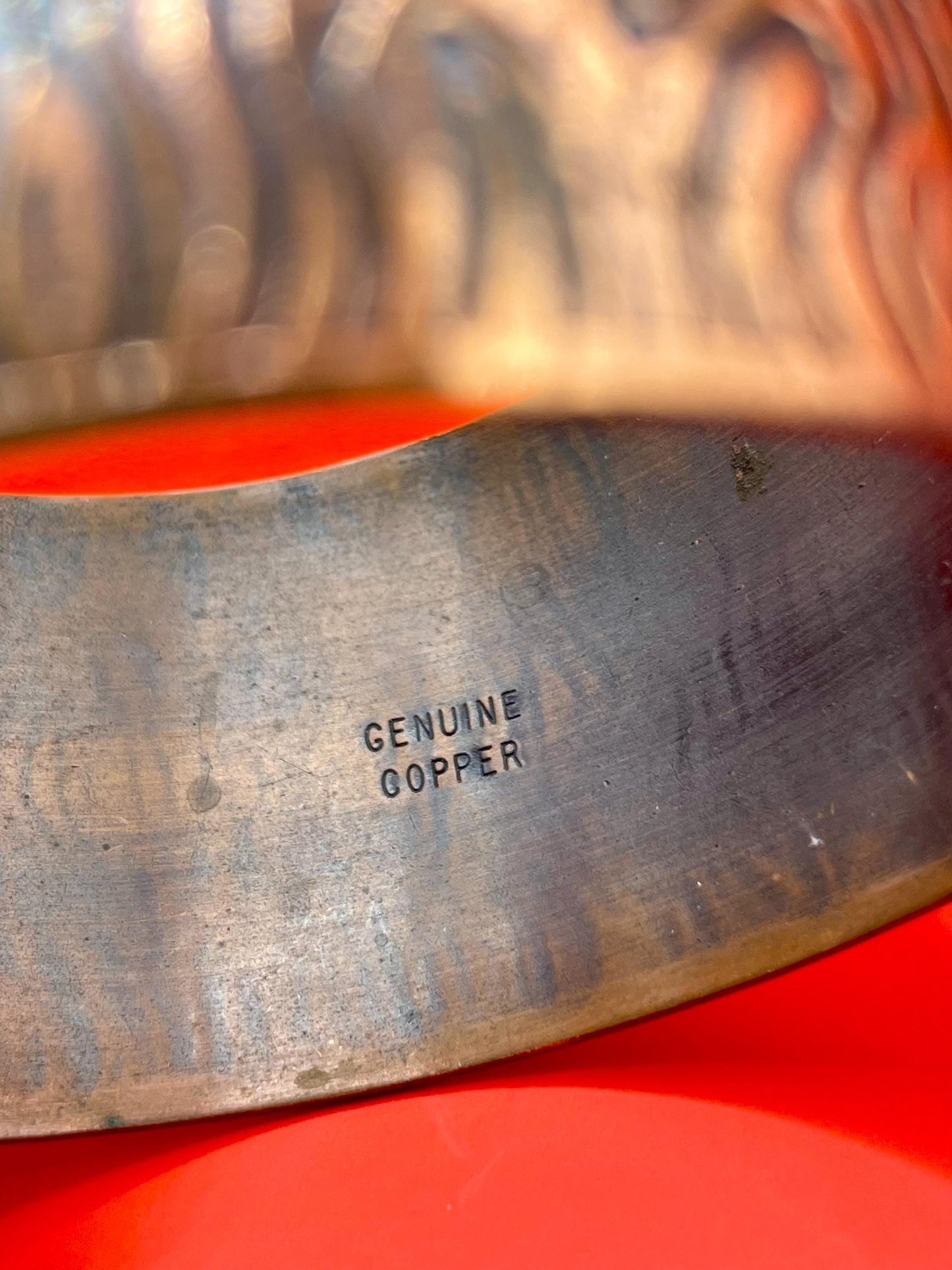 Beautiful 2.25 inch wide vintage genuine copper bracelet Cuff- fits various size wrists -