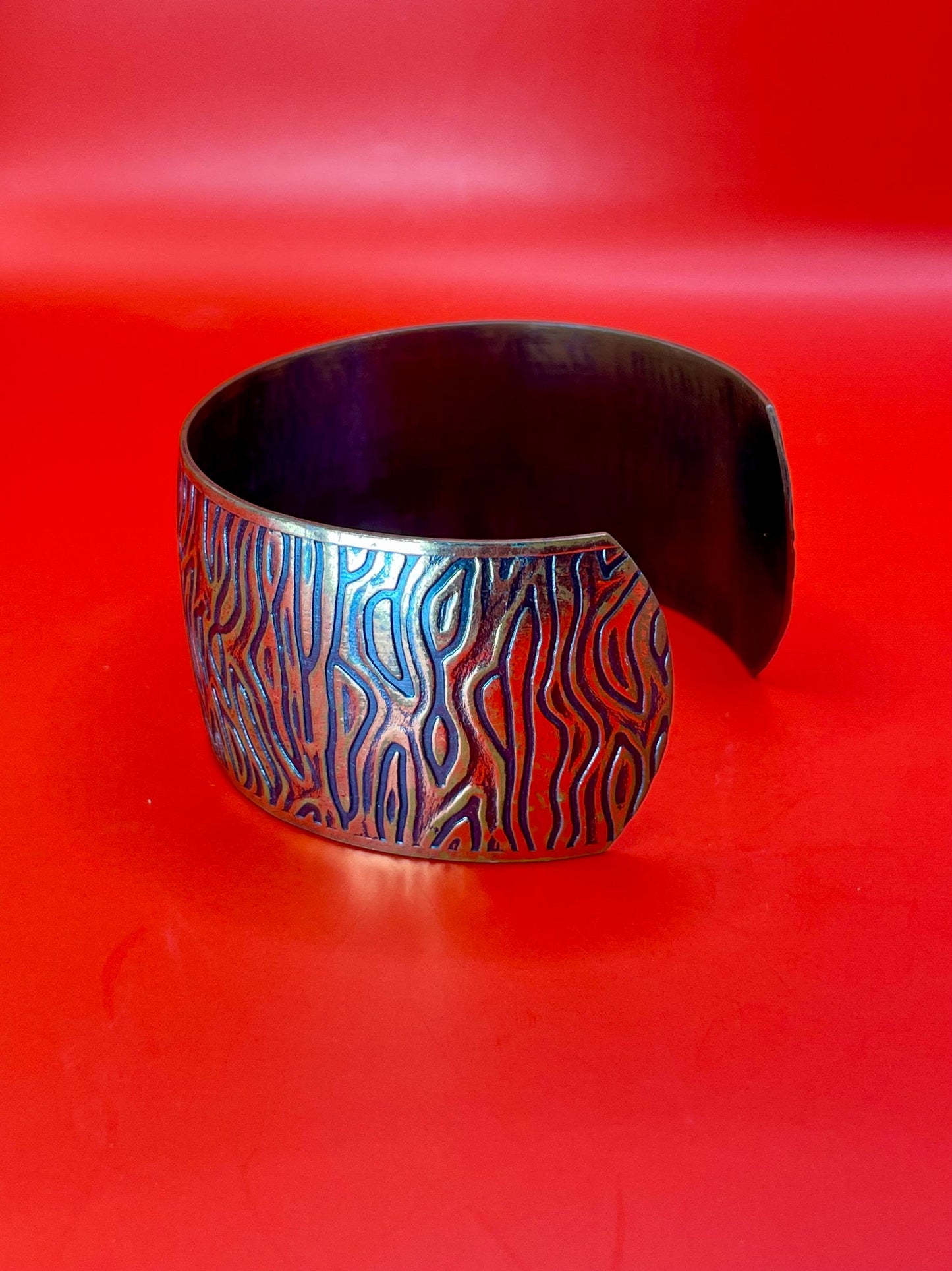 Beautiful 2.25 inch wide vintage genuine copper bracelet Cuff- fits various size wrists -