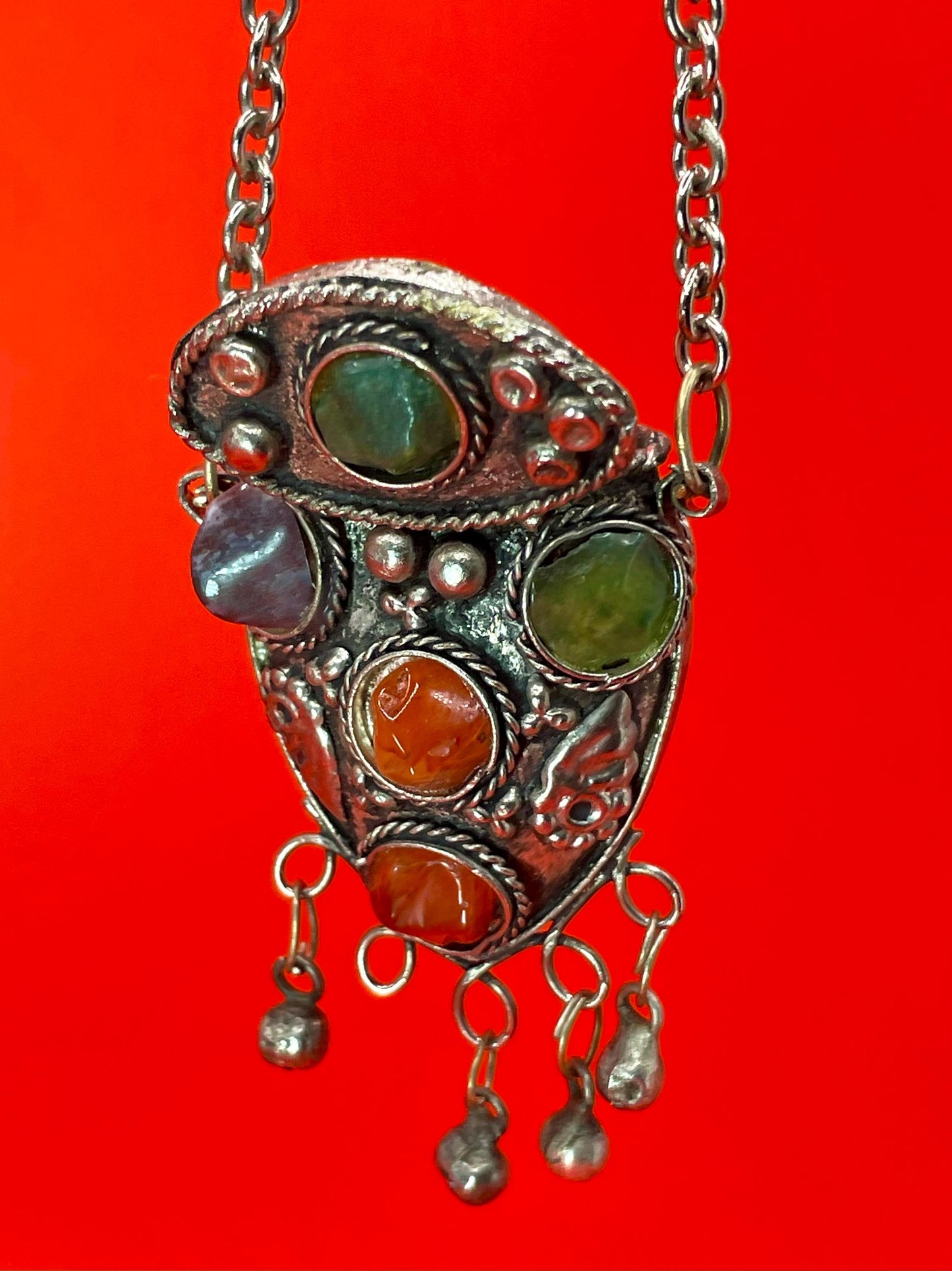 Persian Snuff Bottle Necklace with Cartouches