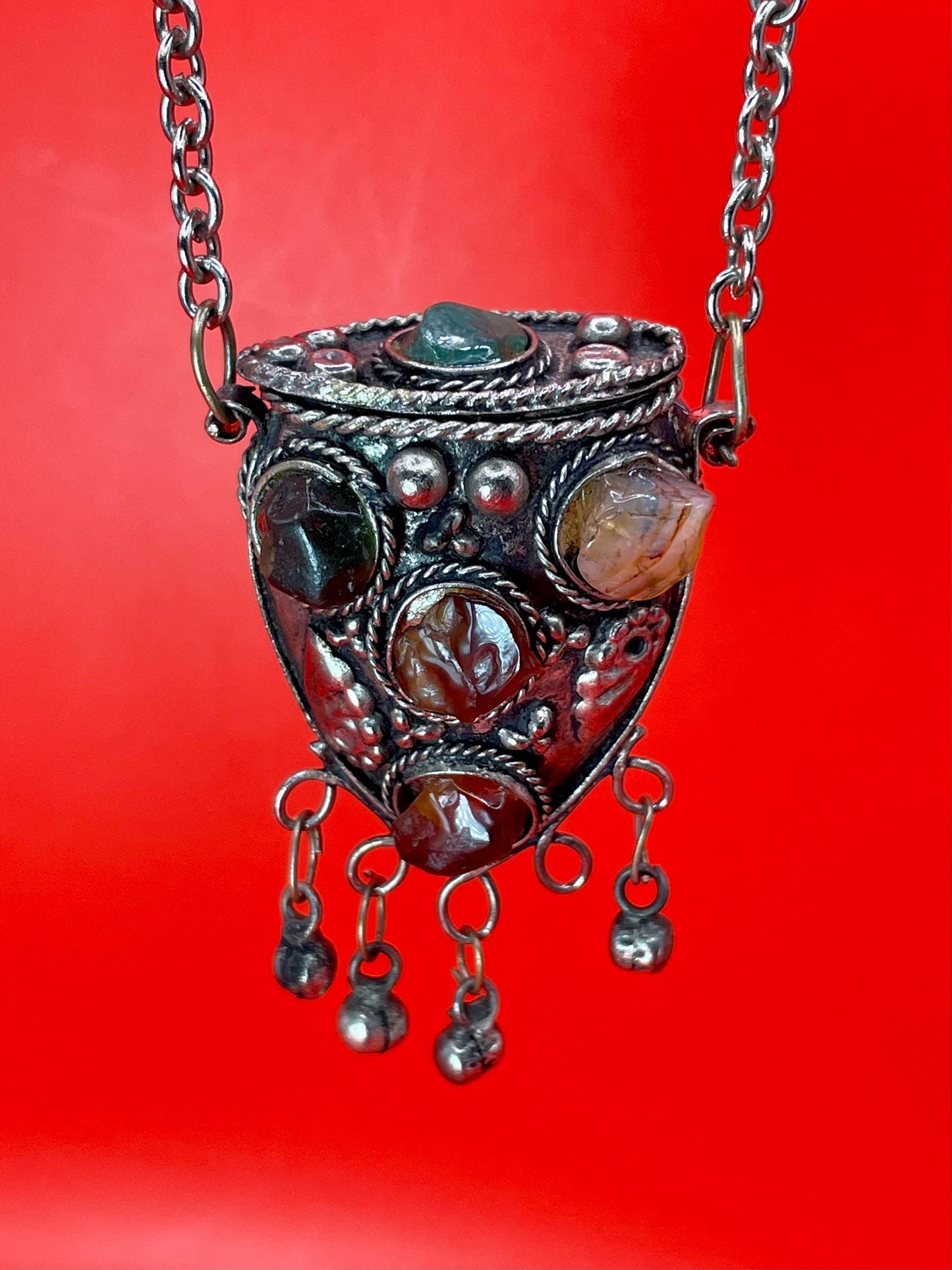 Persian Snuff Bottle Necklace with Cartouches