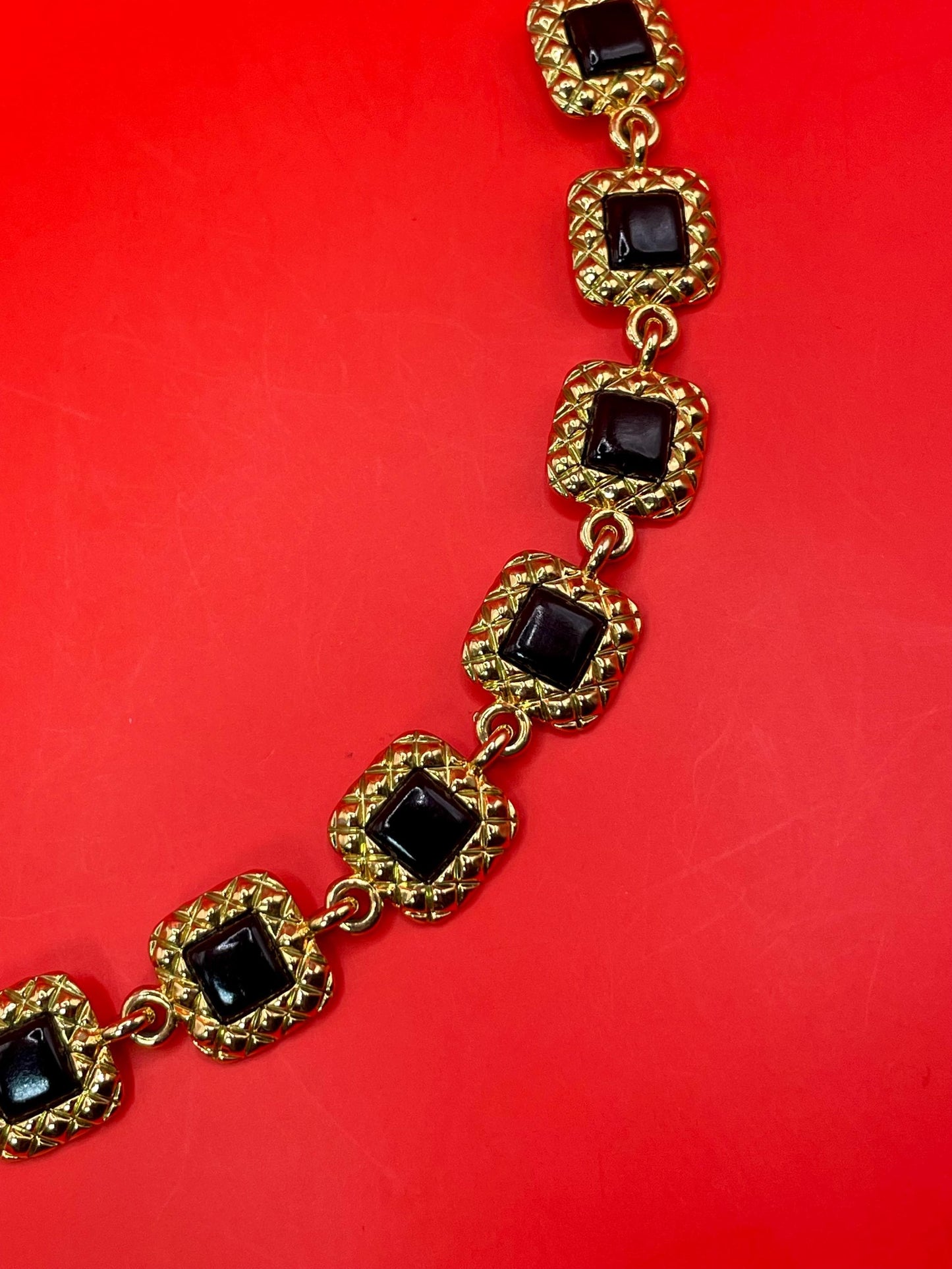 Lovely Gold Tone Necklace with Black Accents