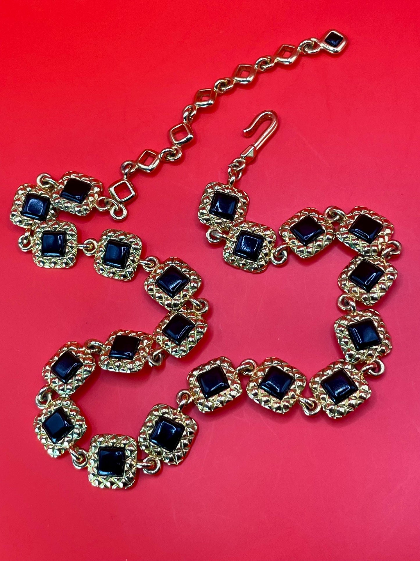 Lovely Gold Tone Necklace with Black Accents