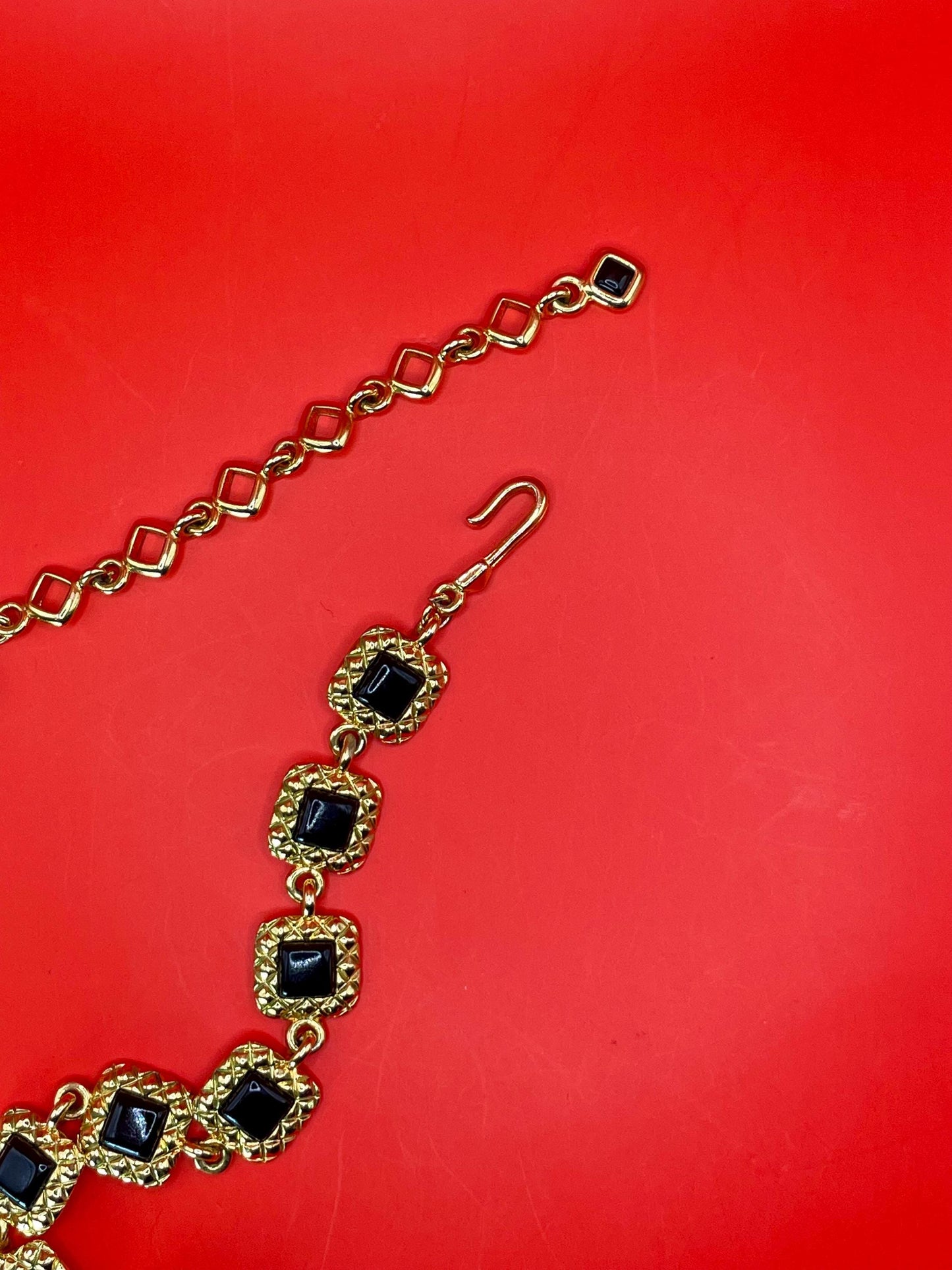 Lovely Gold Tone Necklace with Black Accents