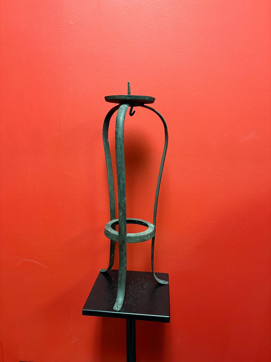 Stunning 21 inch tall Japanese bronze candle holder - 19 century Edo - great patina and great price