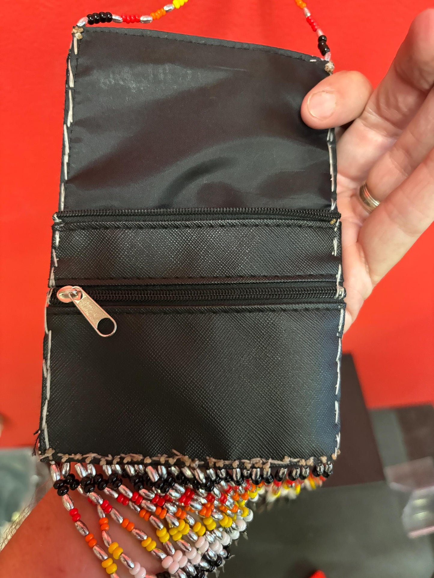 Beautiful handmade First Nations Pacific Northwest Coast beaded purse   23 x 5 wide  great value