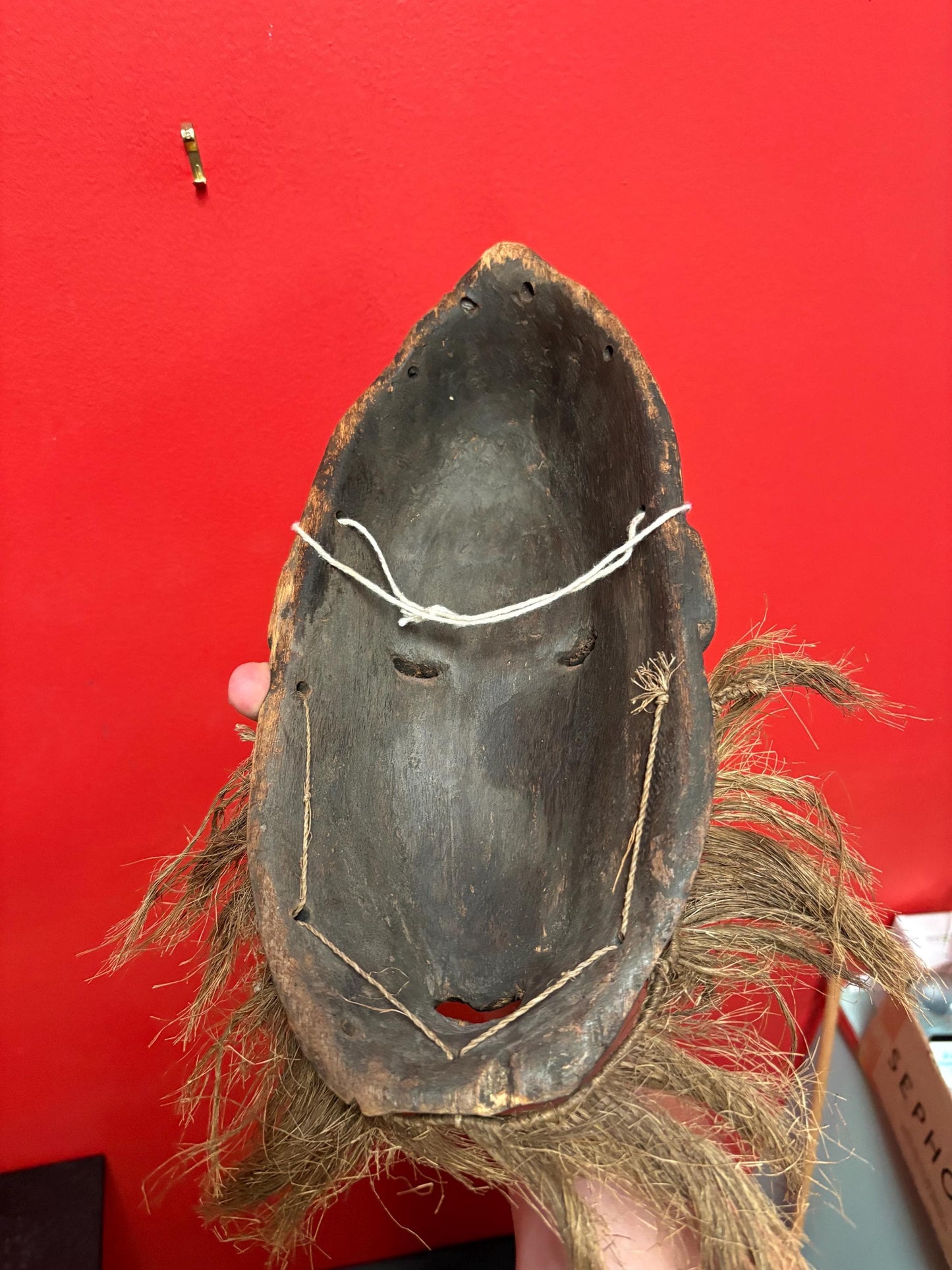 Rare western African antique 13 x 6 wide ceremonial mask  really great condition and patina  wow