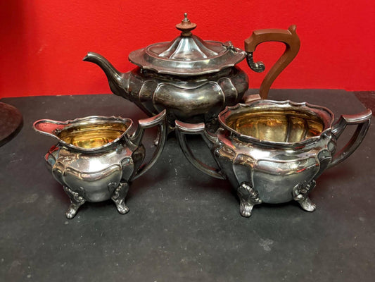 Lovely antique silver plated Sheffield tea set  can be polished  great value and great gift