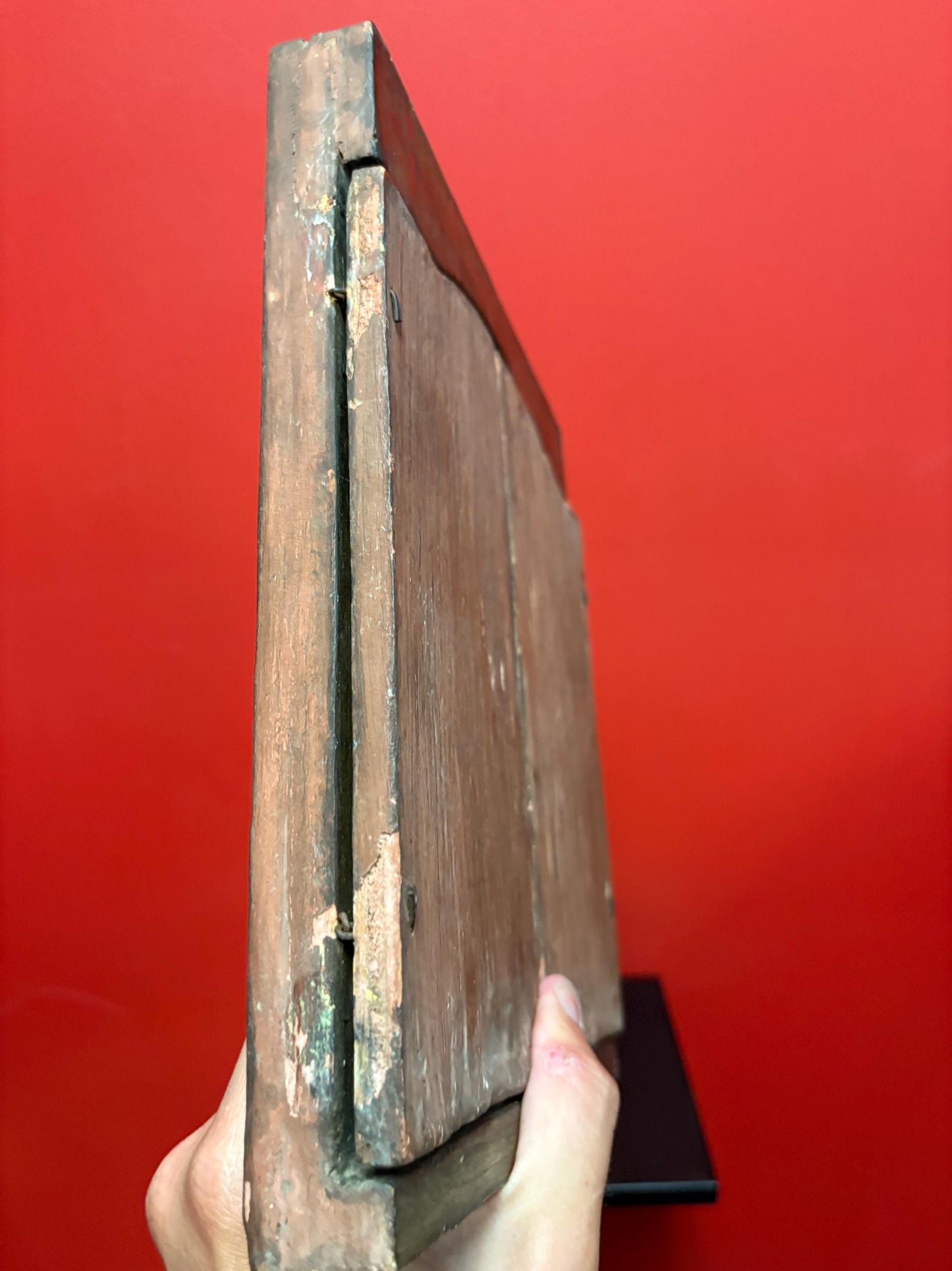 Fabulous antique 18th century 17 x 11 inch high folk art style Russian icon  very unusual design and wonderful imagery