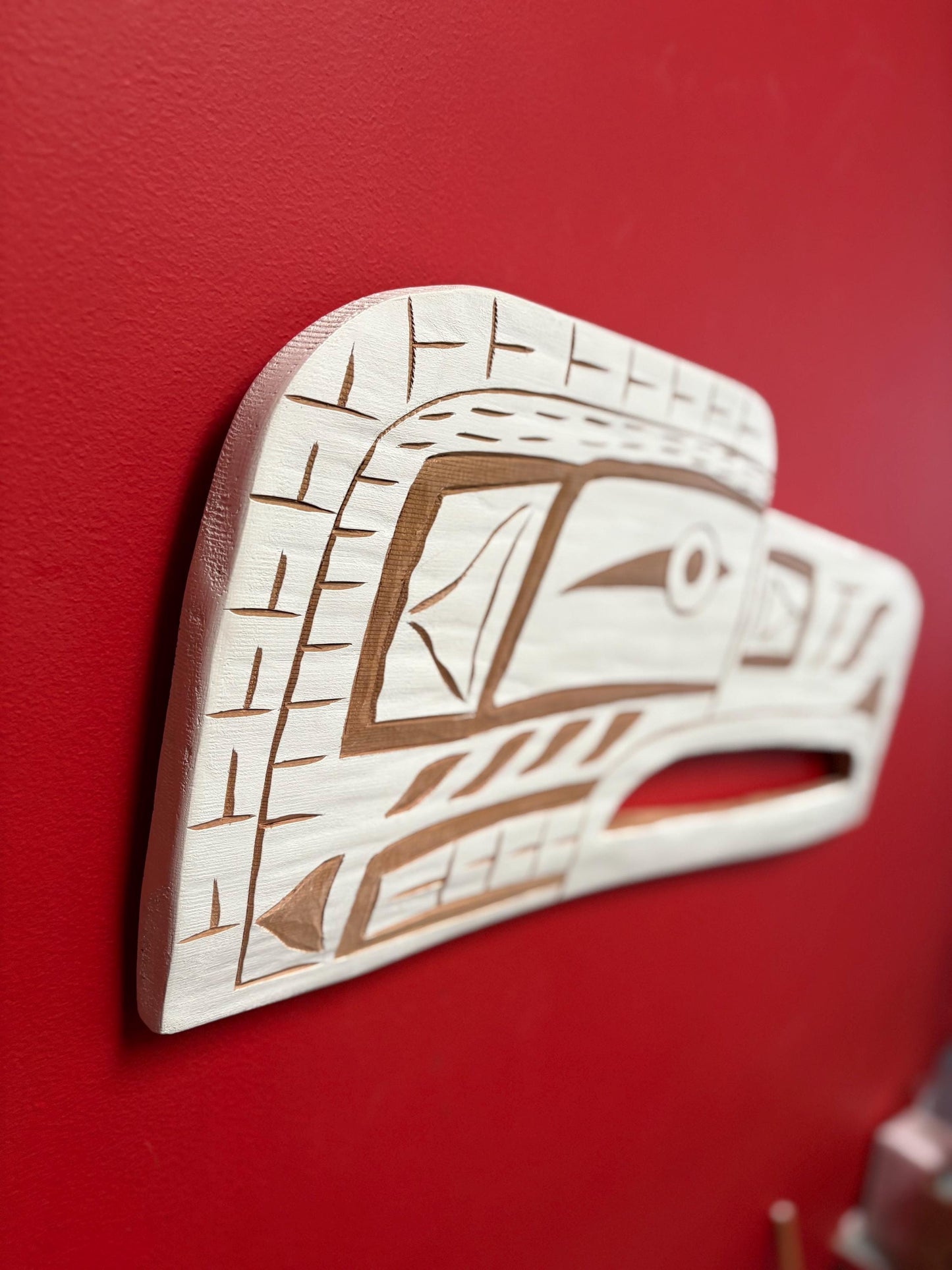 Fabulous unique indigenous first Nations Pacific Northwest Coast Salish Eagle plaque by Bradley Joseph Junior  23 inches - great colour