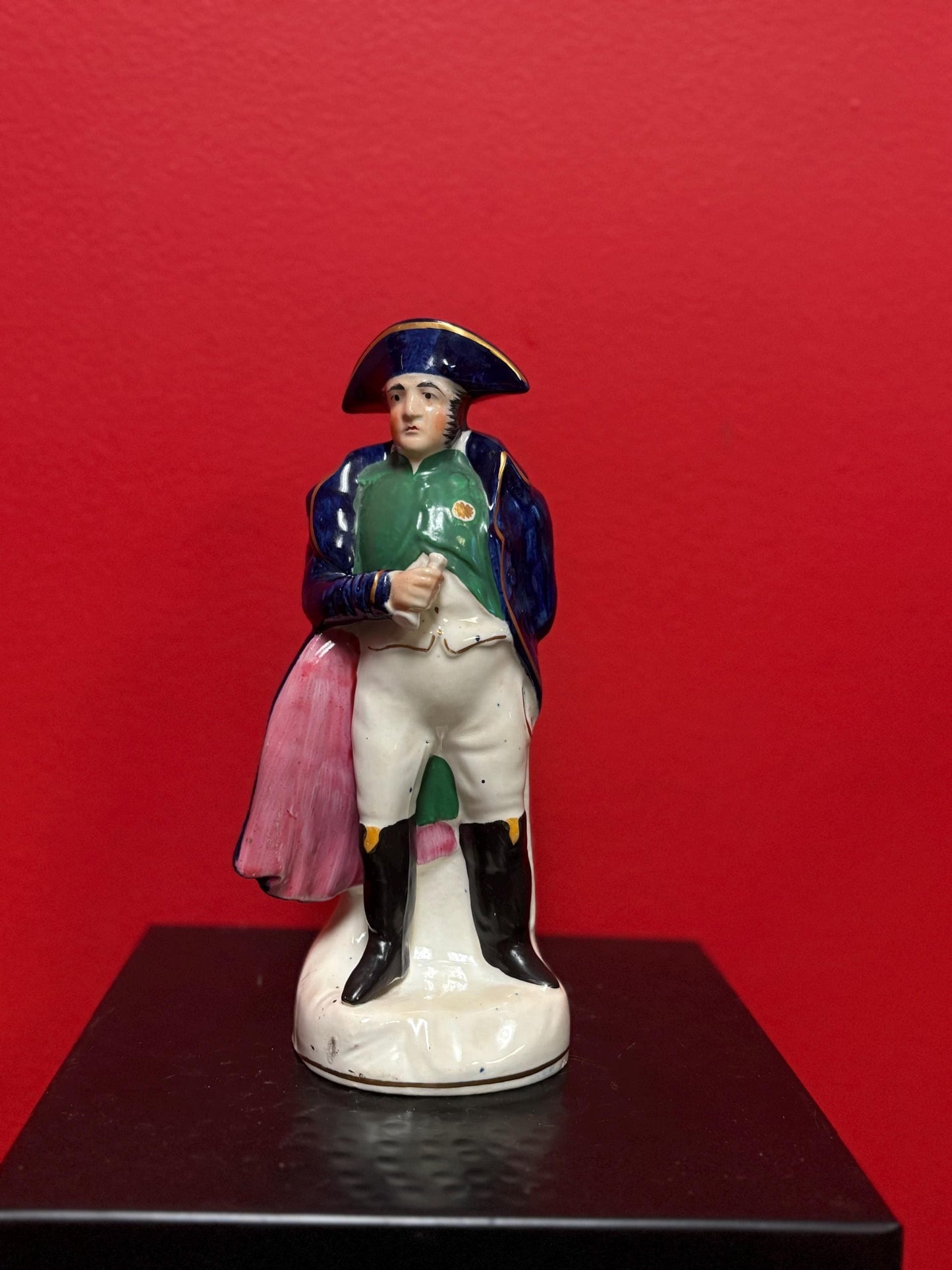 Beautiful antique 8 inch tall Staffordshire Napoleon statue in good condition  minor crack at back   circa 1875