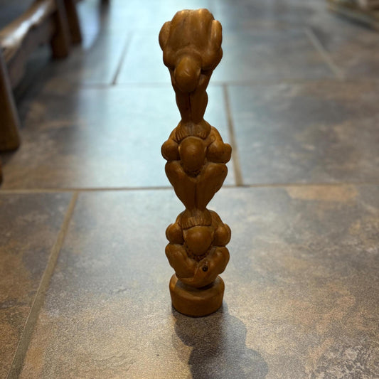 Beautiful THAI wooden weeping Buddha statue  serene and calm figure and perfect gift  11.5 inches tall