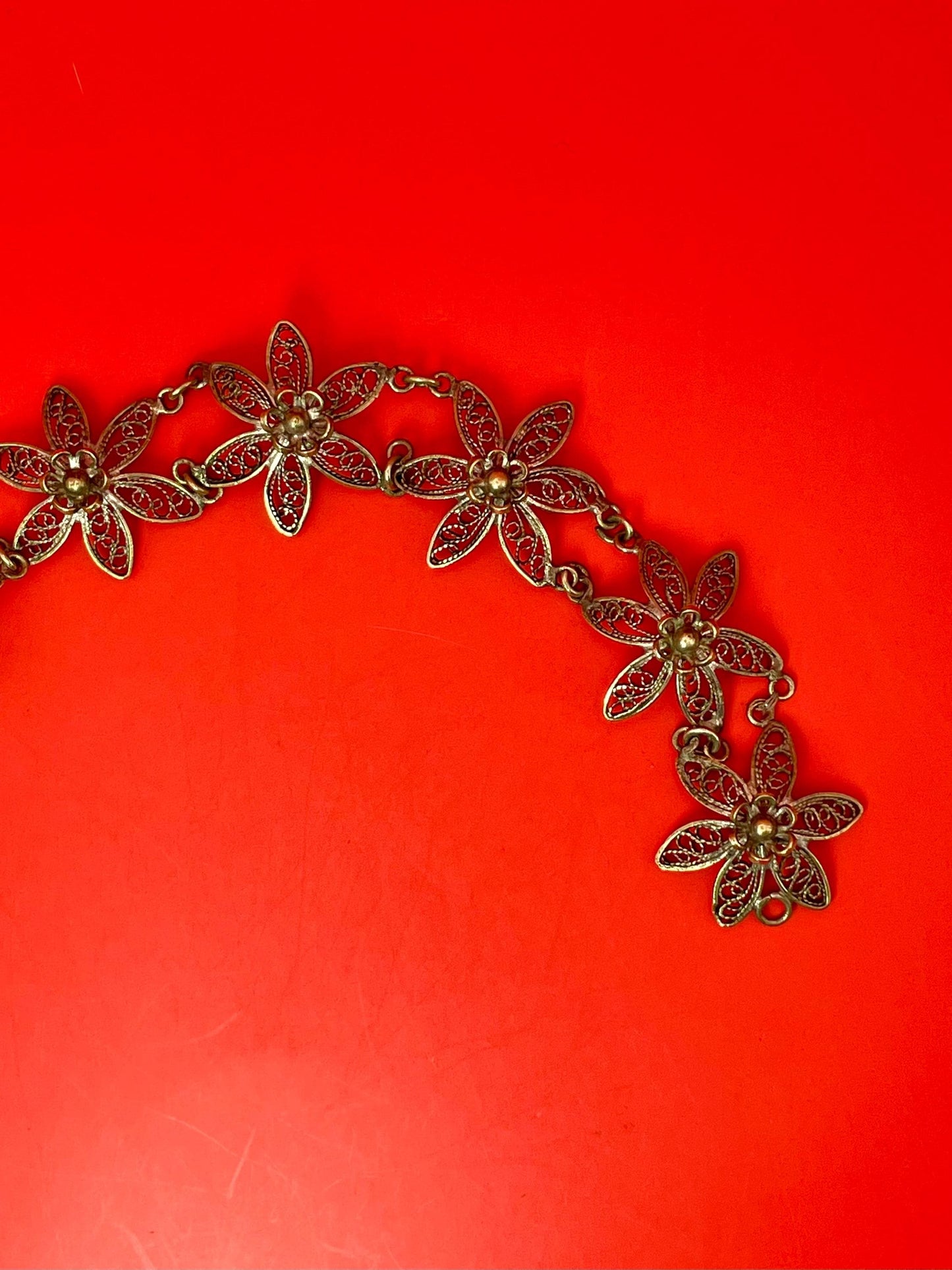 Delicate Vintage Filigree Flower Bracelet