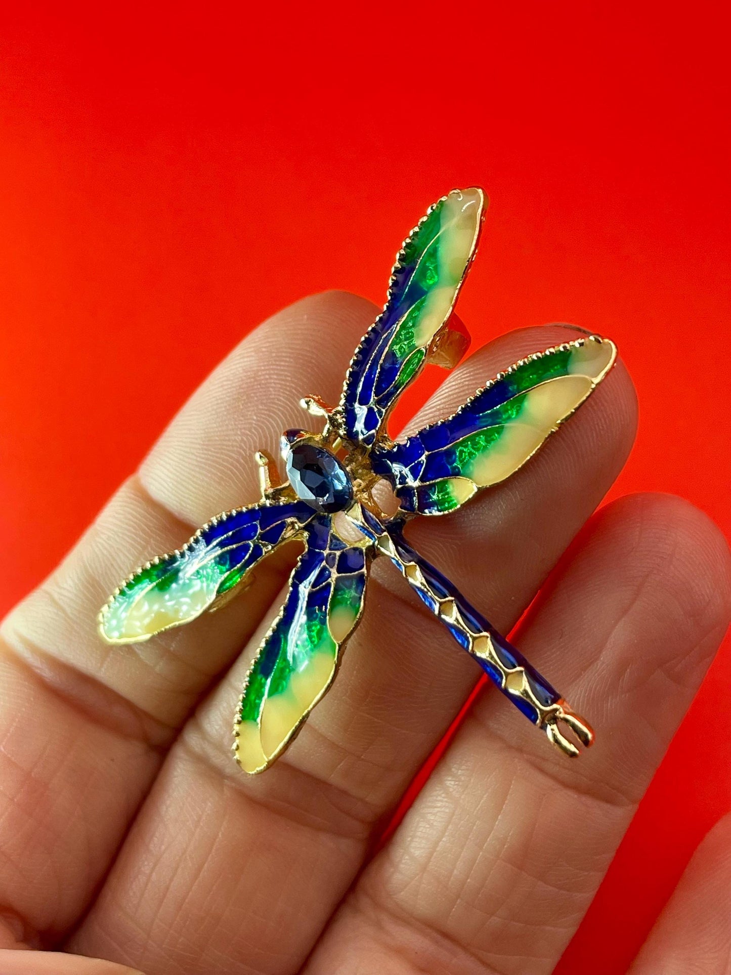 Stunning Enamel Dragonfly Brooch