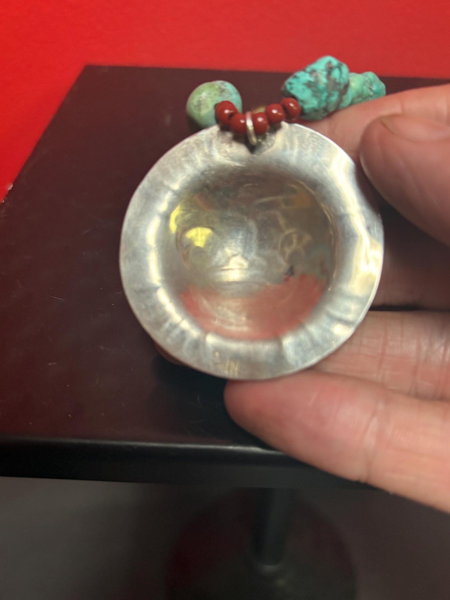 Stunning 18 inch chunky real turquoise necklace with massive 2 inch signed native silver sun mask pendant  highest quality  wow