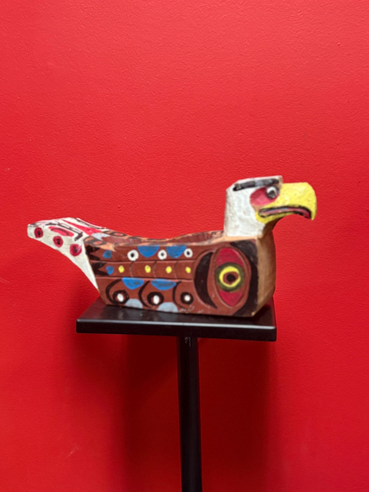 Beautiful primitive 12 x 3 x 2 1/2 hi ancient indigenous first nations pacific north West Coast ceremonial potlatch eagle shaped grease bow