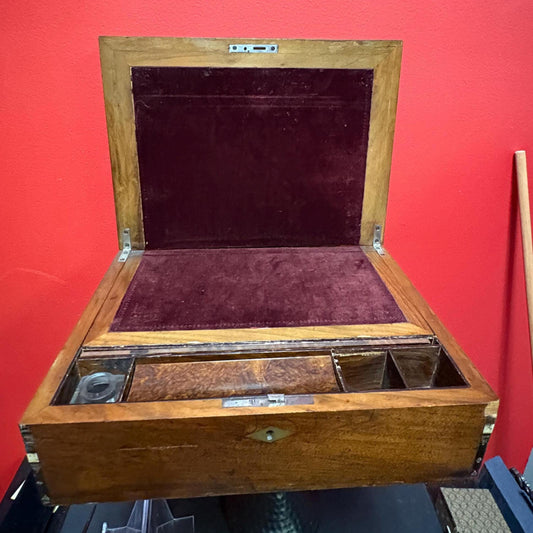Fabulous 19 century walnut laptop desk with two layers  - 13 x 9 x 5 high with very minor damage  really beautiful example - great gift