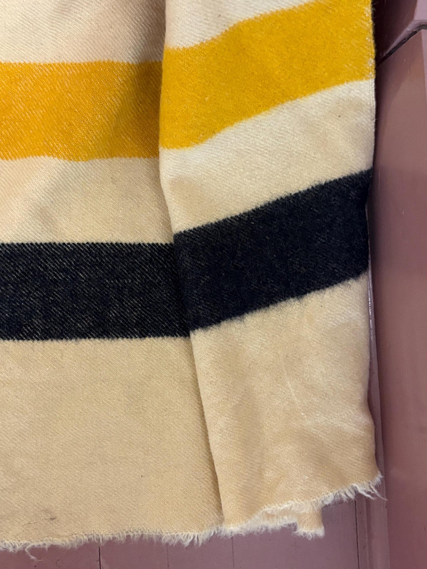 HBC Hudson Bay company 72 x 90 inch approx wool approx blanket  worn but good condition - no tag