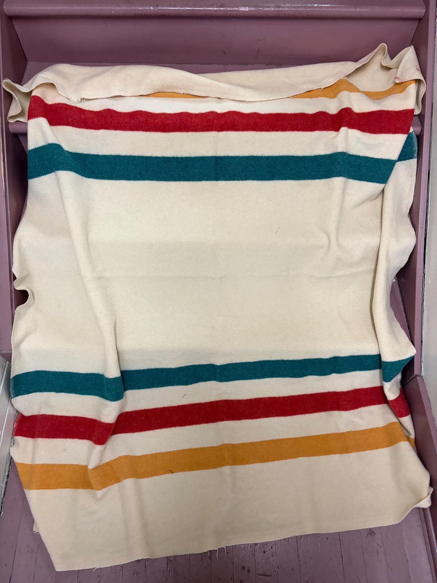 Funky Hudson Bay Company style wool blanket  antique HBC  good condition. See photos.  amazing value.  approximately 60 x 40“