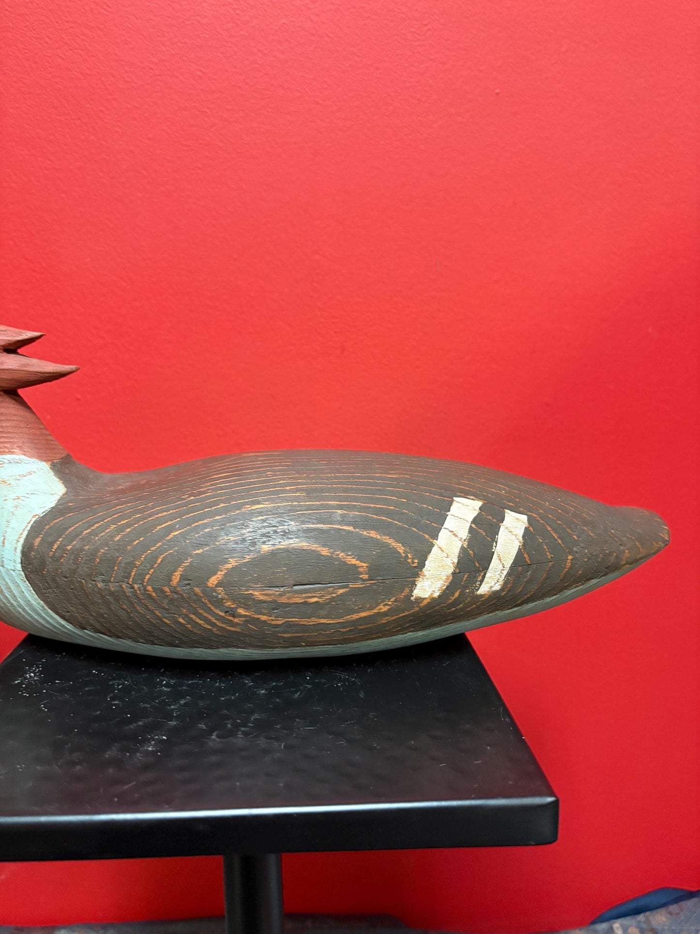 Beautiful handmade Canadian duck statue  1980s wooden beauty  27 x 5 wide
