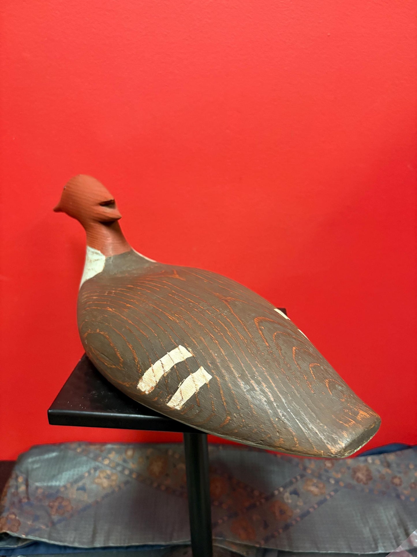 Beautiful handmade Canadian duck statue  1980s wooden beauty  27 x 5 wide
