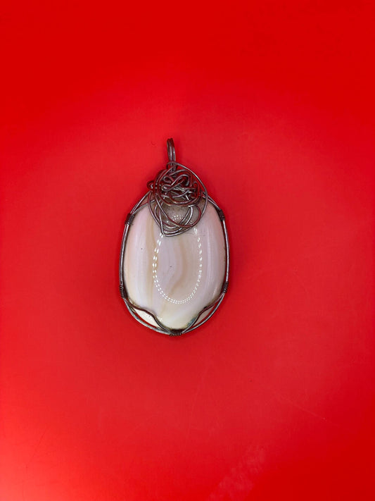 Wire Wrapped Glass Pendant