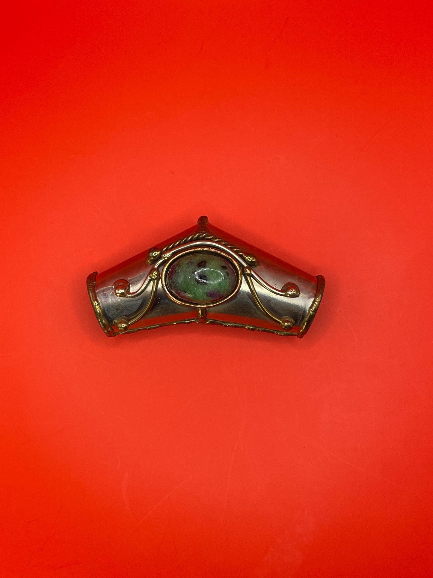 Unique Handcrafted Metal Pendant with Center Stone