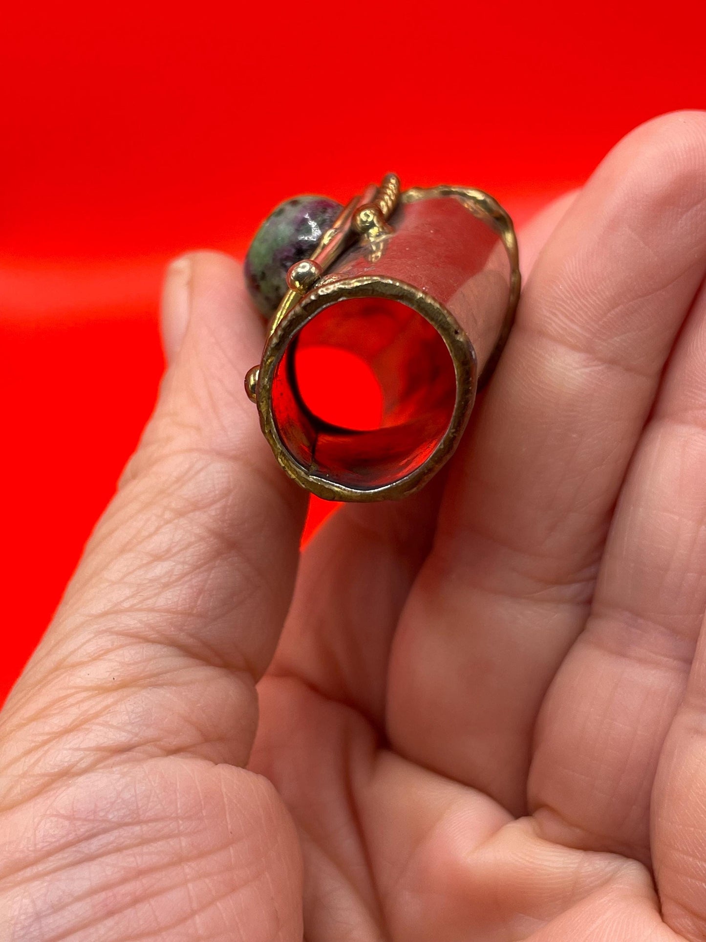 Unique Handcrafted Metal Pendant with Center Stone