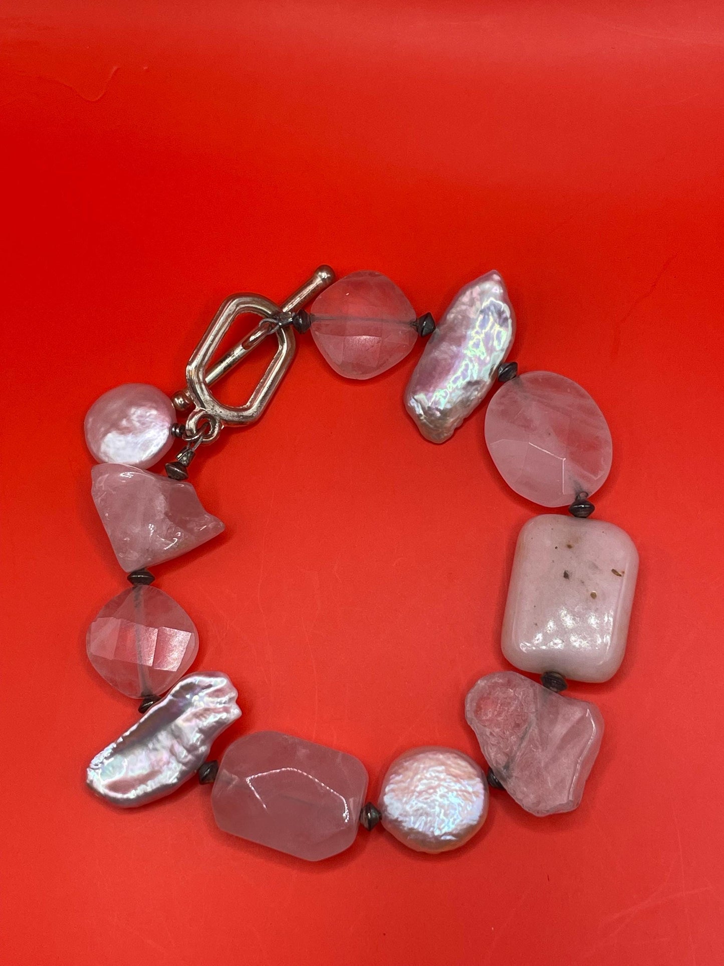 Rose Quartz and Shell Beaded Bracelet