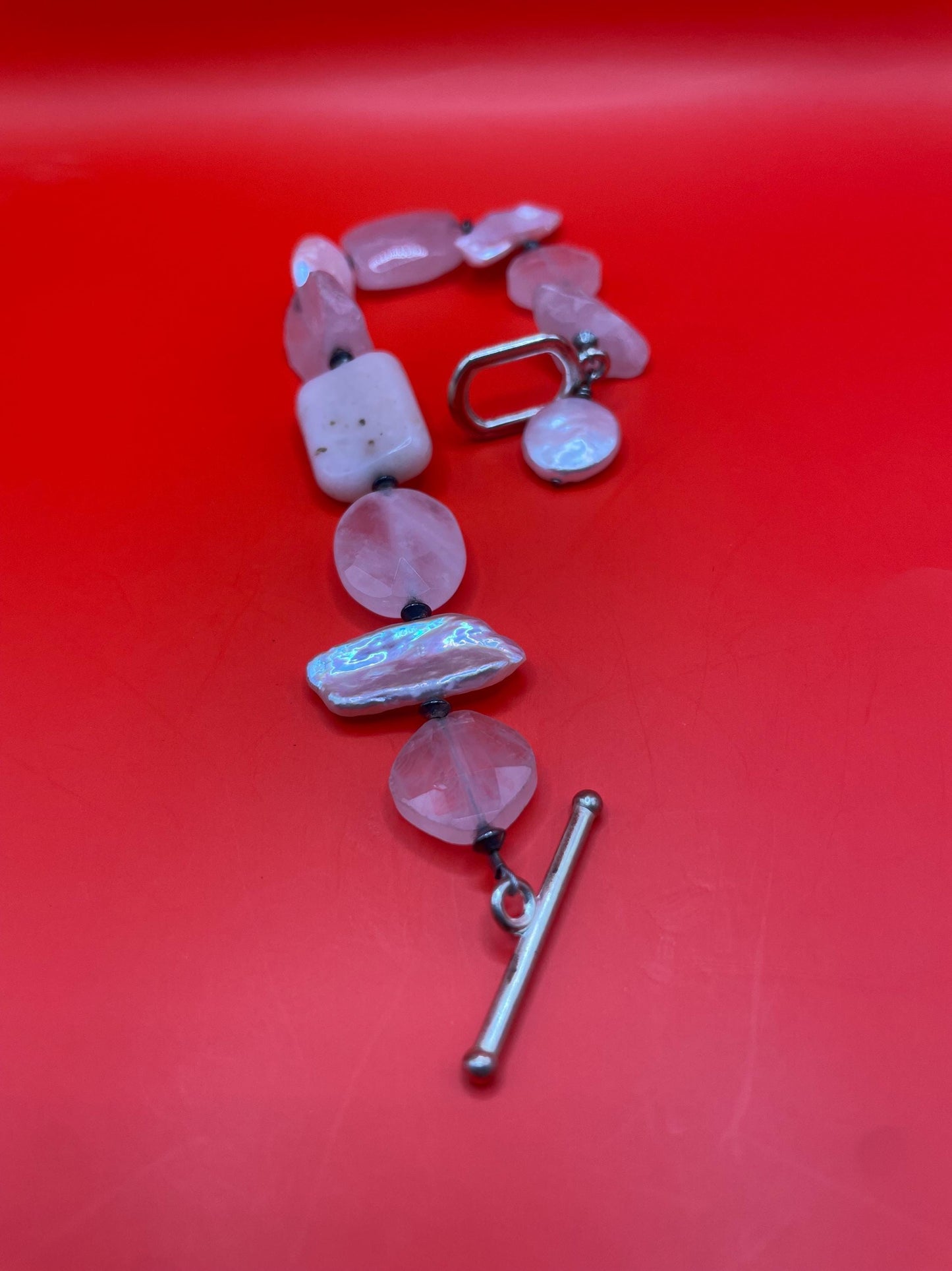 Rose Quartz and Shell Beaded Bracelet