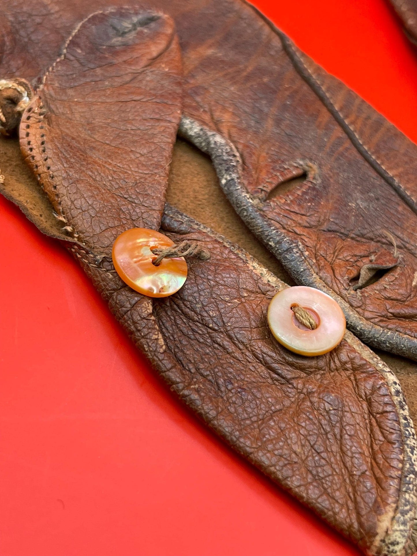 Antique Soft Leather Doll Gloves  some stitching undone