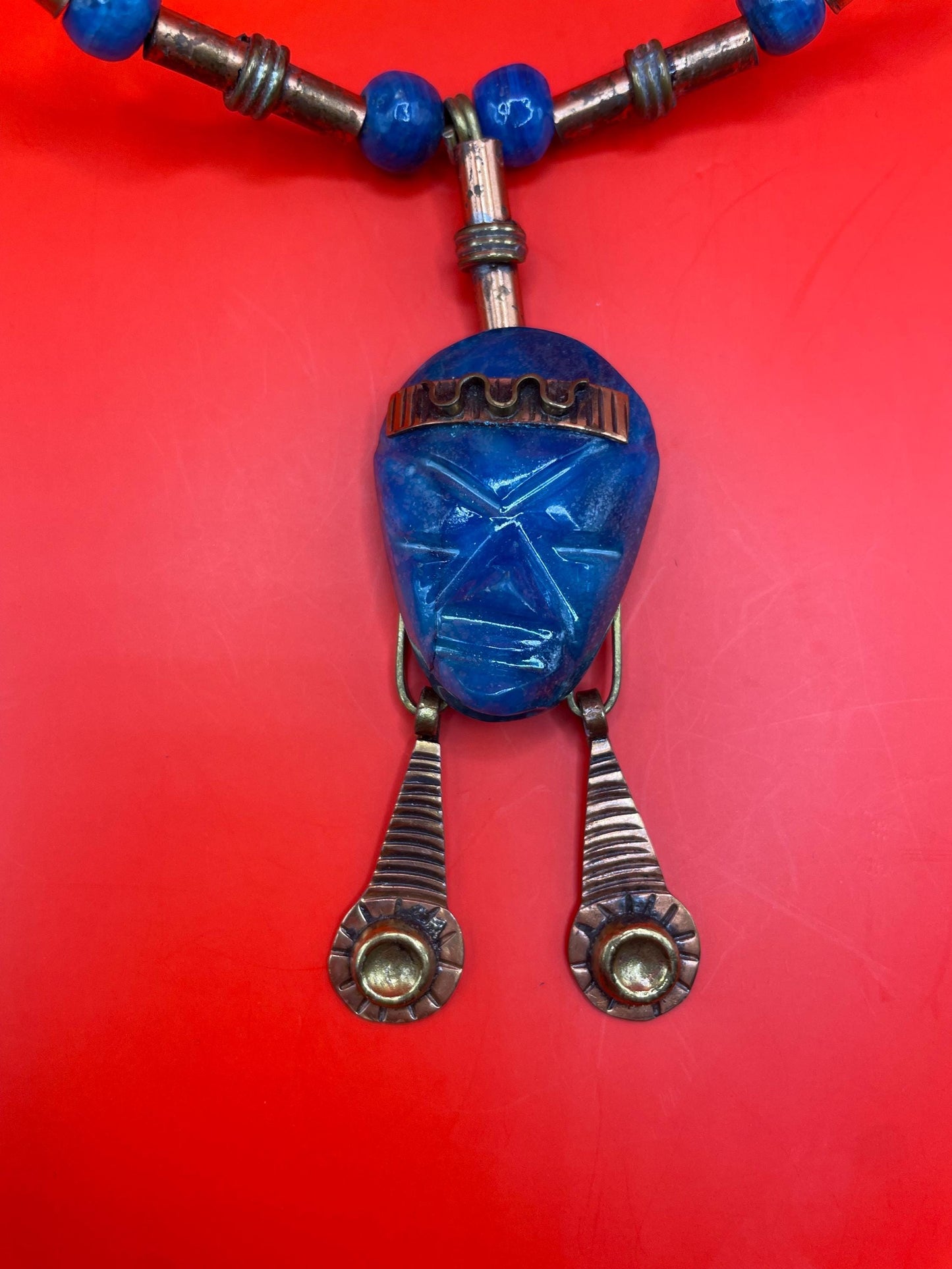 Stunning Blue Mexican Pendant Necklace